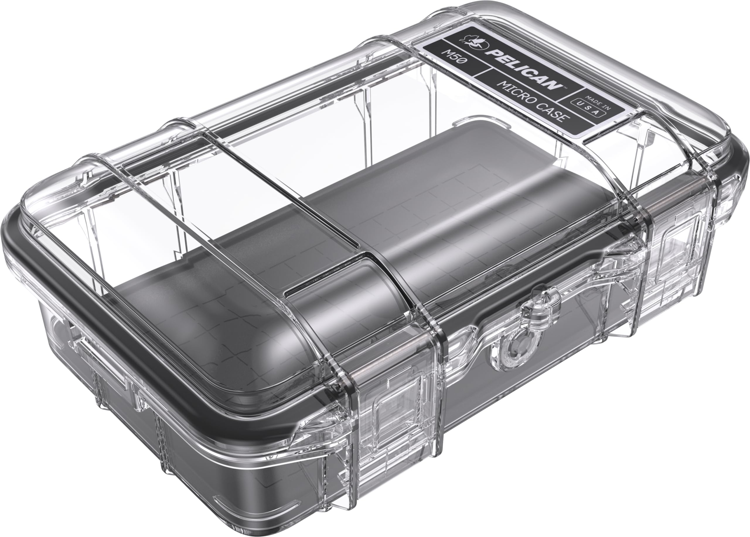 **Pelican M50 Micro Waterproof Case - Dry Box for iPhone, GoPro, Cameras | Shockproof, Dustproof, Airtight Protection | Perfect for Camping, Fishing, Hiking, Kayaking & Beach Adventures (Black/Clear)**