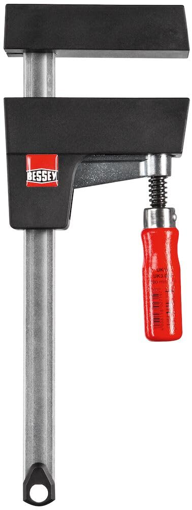 Bessey UK16 Universal Clamp 6.3In/3.15In - Black, Red, Silver - Heavy Duty Woodworking & DIY Projects for Secure Holding