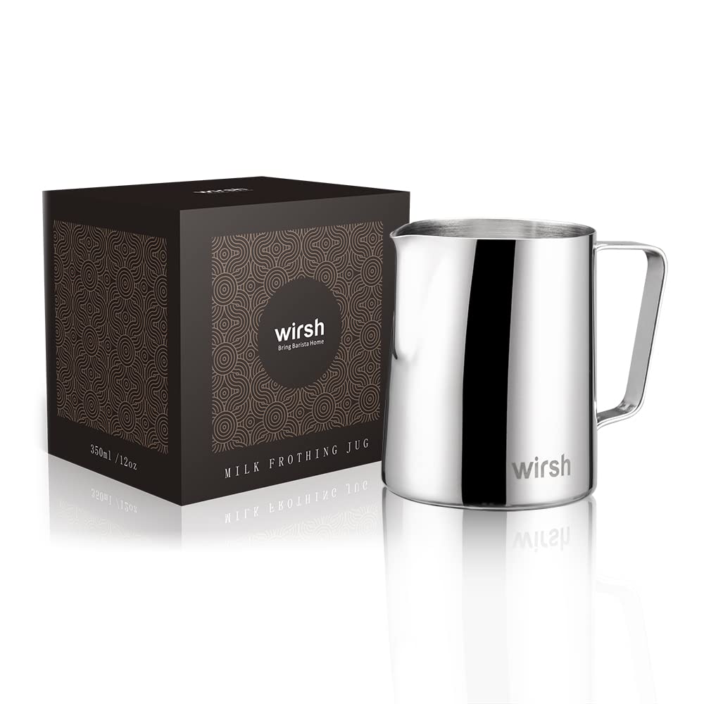 Premium Wirsh Espresso Machine Bundle with 12oz Stainless Steel Milk Frothing Pitcher - Perfect for Home Baristas & Coffee Lovers (Ideal for Lattes, Cappuccinos & Home Cafes)