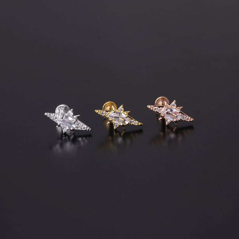 16G Cartilage Safety Pin Fish Bone Helix Piercing Stud - Surgical Steel Body Jewelry for Ear, Nose & Lip | Perfect for Punk, Gothic & Alternative Fashion Styles | HSPJ297