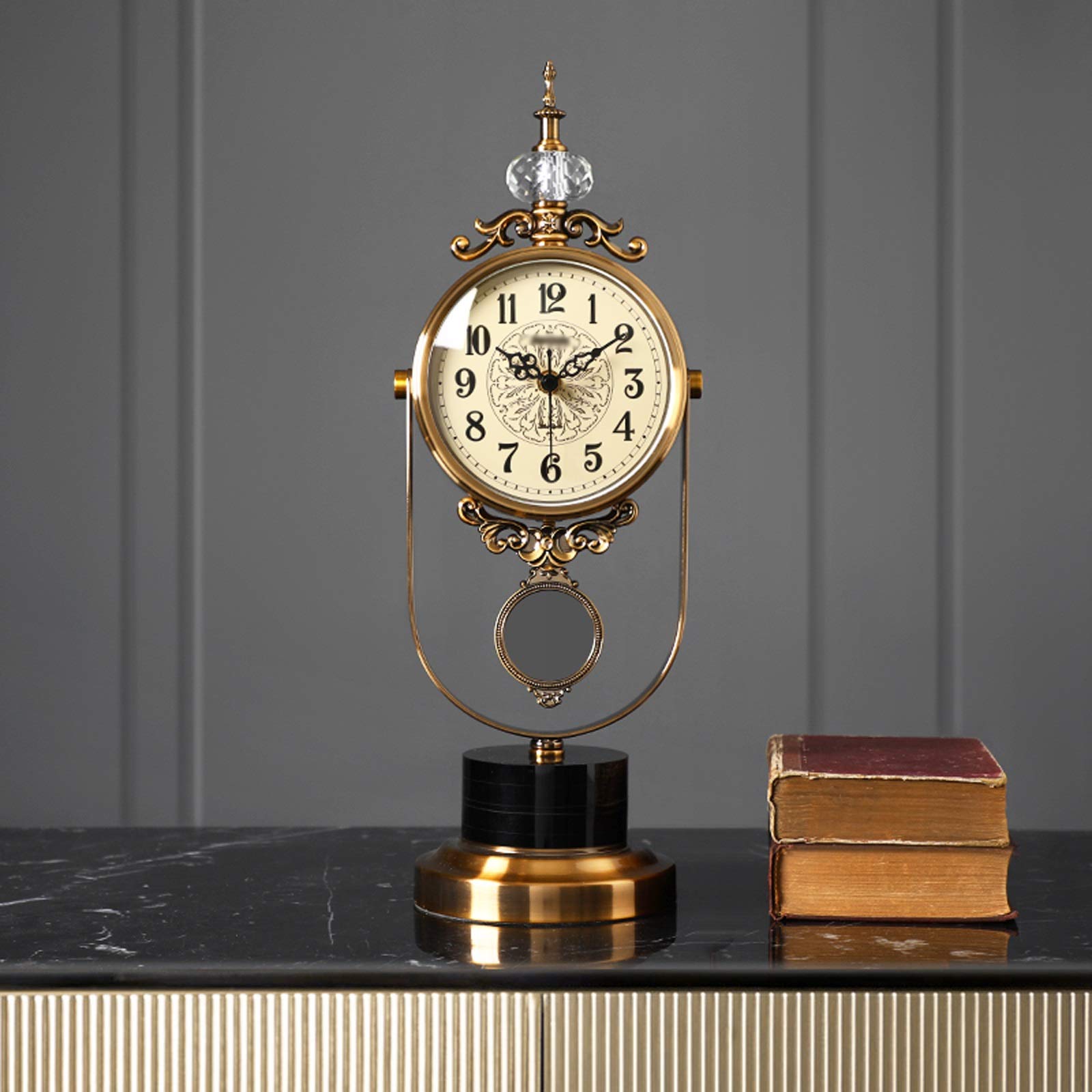 Stylish Metal Silent Swinging Desk Clock - Battery Powered Table Clock for Home Office & Bedroom | Perfect Gift for Home Decor & Workspace Organization