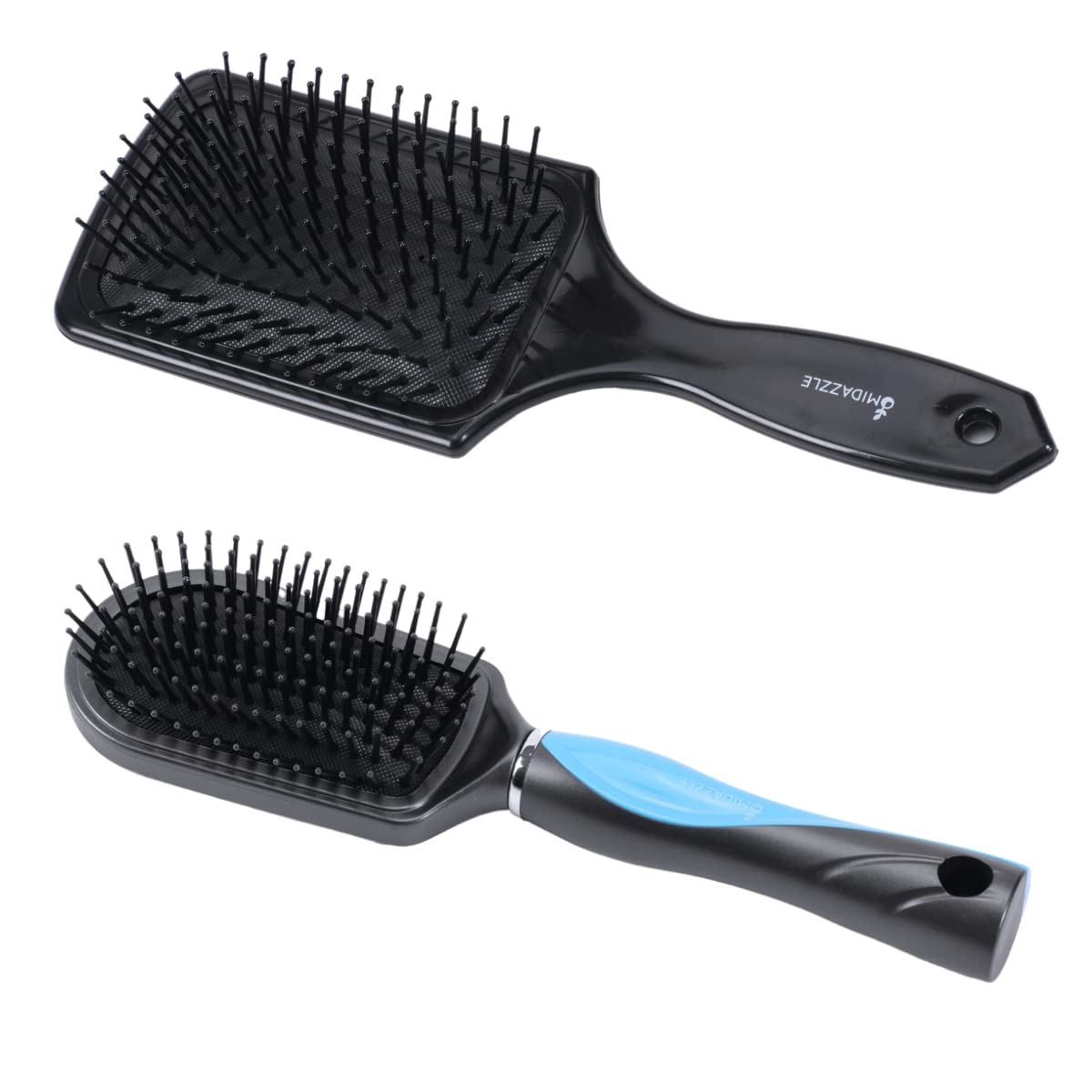 Midazzle Premium Paddle Hair Brush for Men & Women - Detangling & Styling with Cushion Base - Pack of 2 (HB2-11) - Perfect for Home, Travel & Salon Use