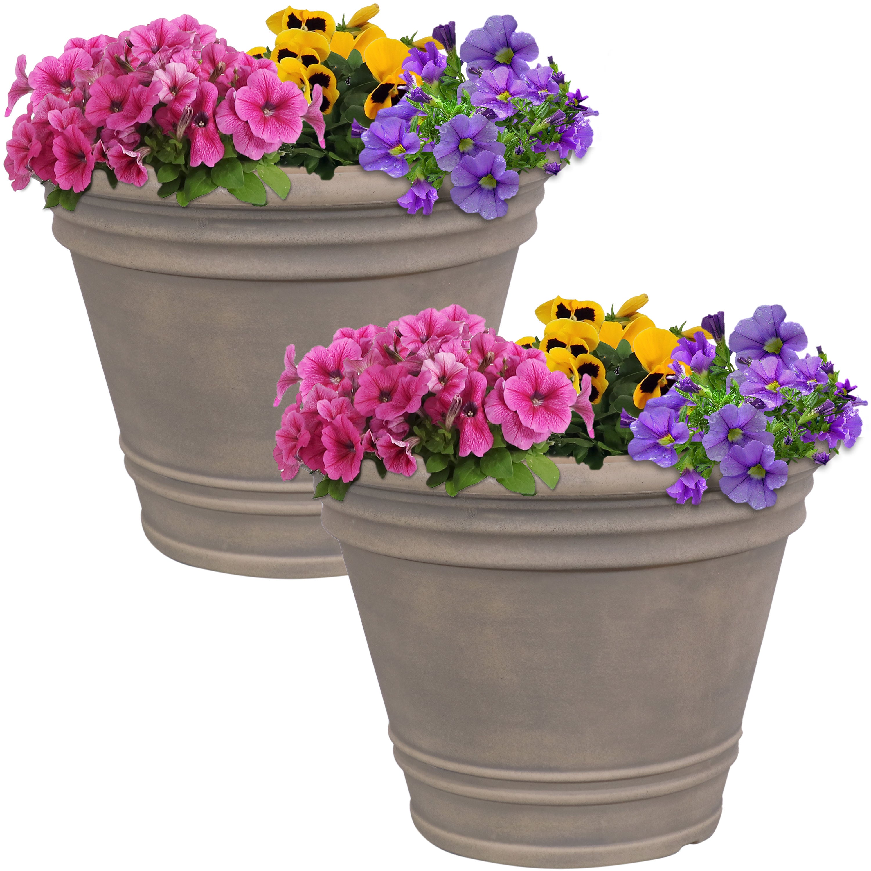 Sunnydaze Franklin Polyresin Outdoor Flowerpot Planter - Decorative Garden Pot for Plants, Flowers & Herbs - Perfect for Patio, Balcony & Backyard Decor