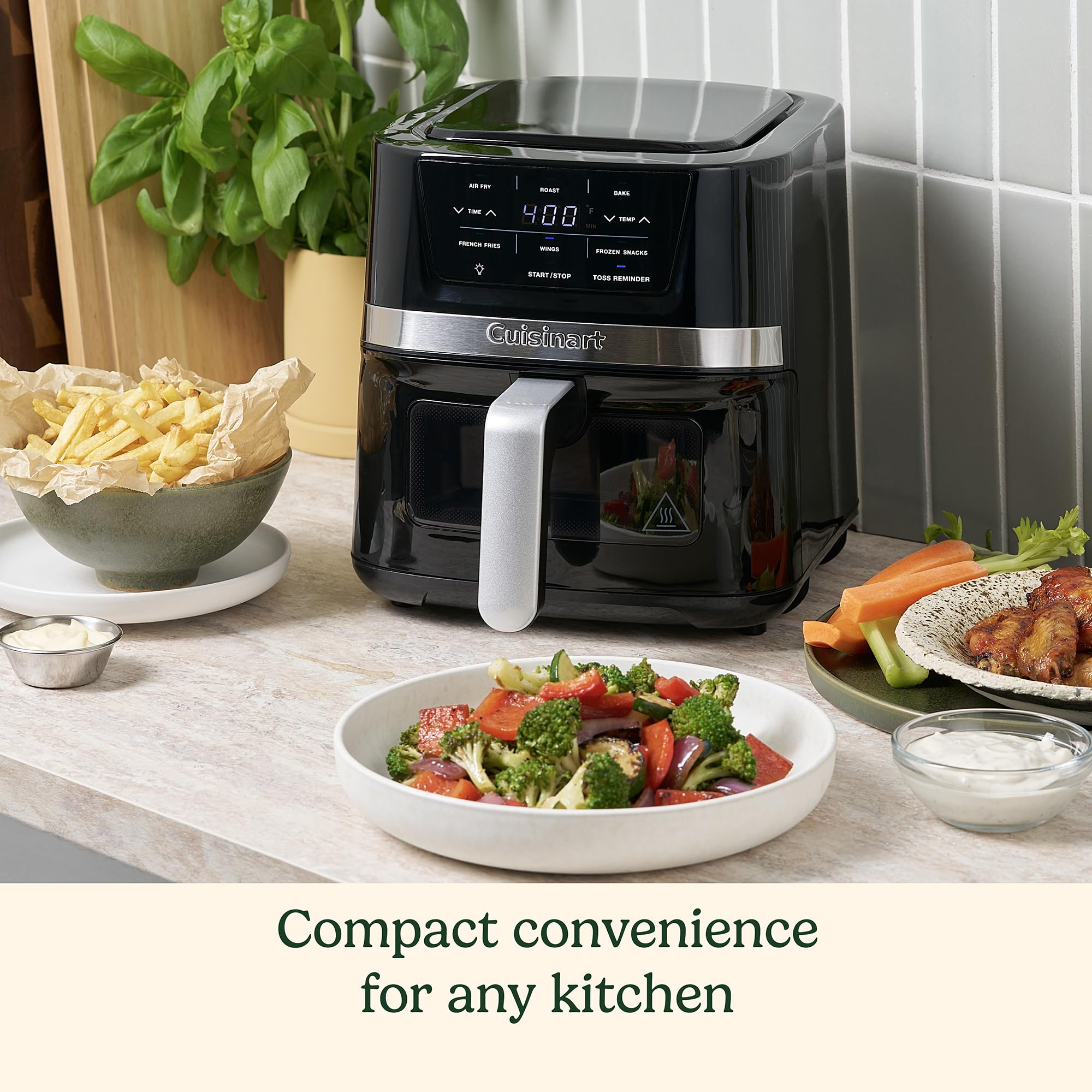 Cuisinart 2.6-Qt Stainless Steel Air Fryer Oven with 3 Presets - Roast, Bake & Air Fry | Dishwasher-Safe Basket | Quick & Easy Electric Fryer for Healthy Meals | Perfect for Family Dinners, Snacks & Meal Prep