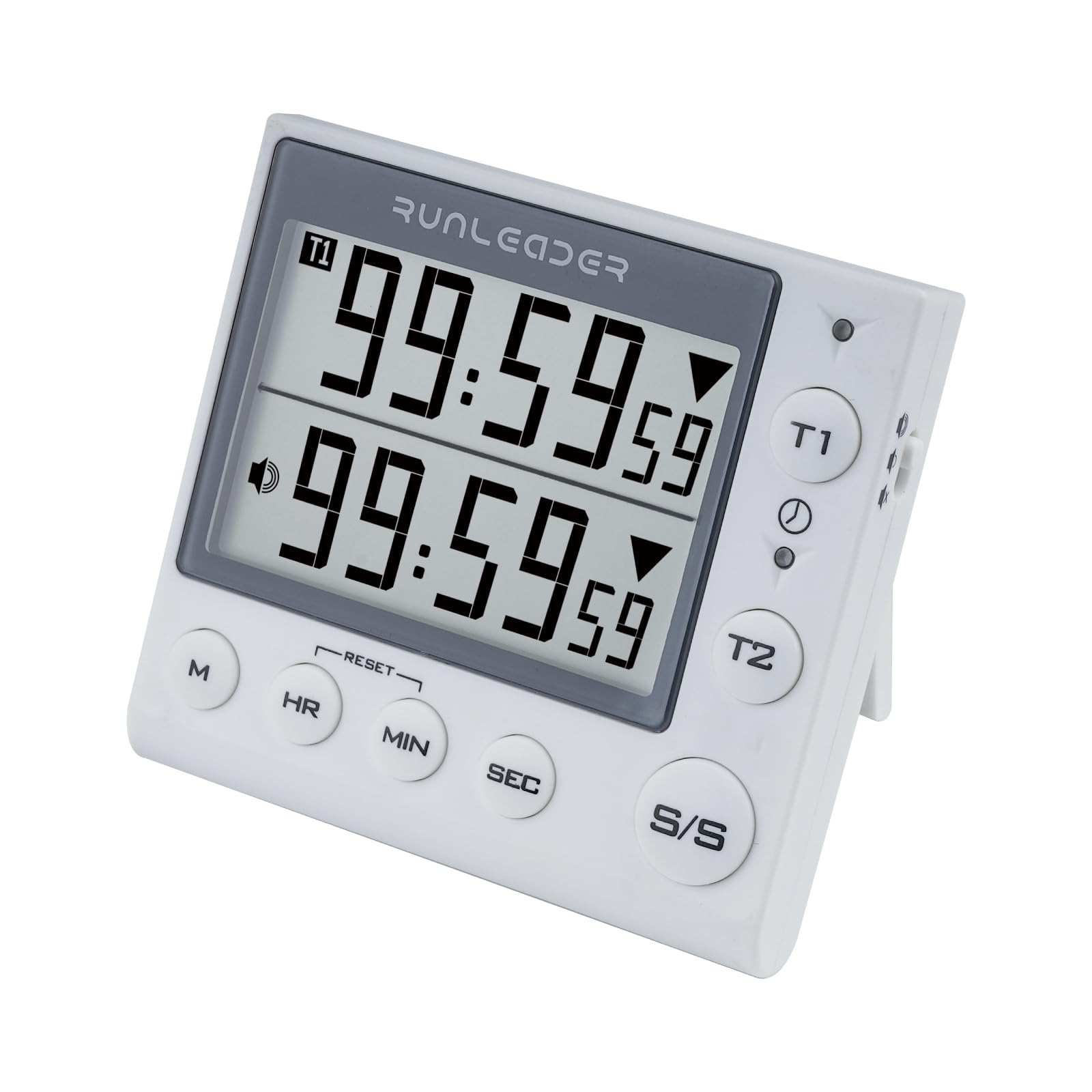 2-Channel Digital Countdown & Countup Timer with 12H/24H Clock Display - White | Perfect for Kitchen Cooking, Classroom Labs, and Fitness Workouts