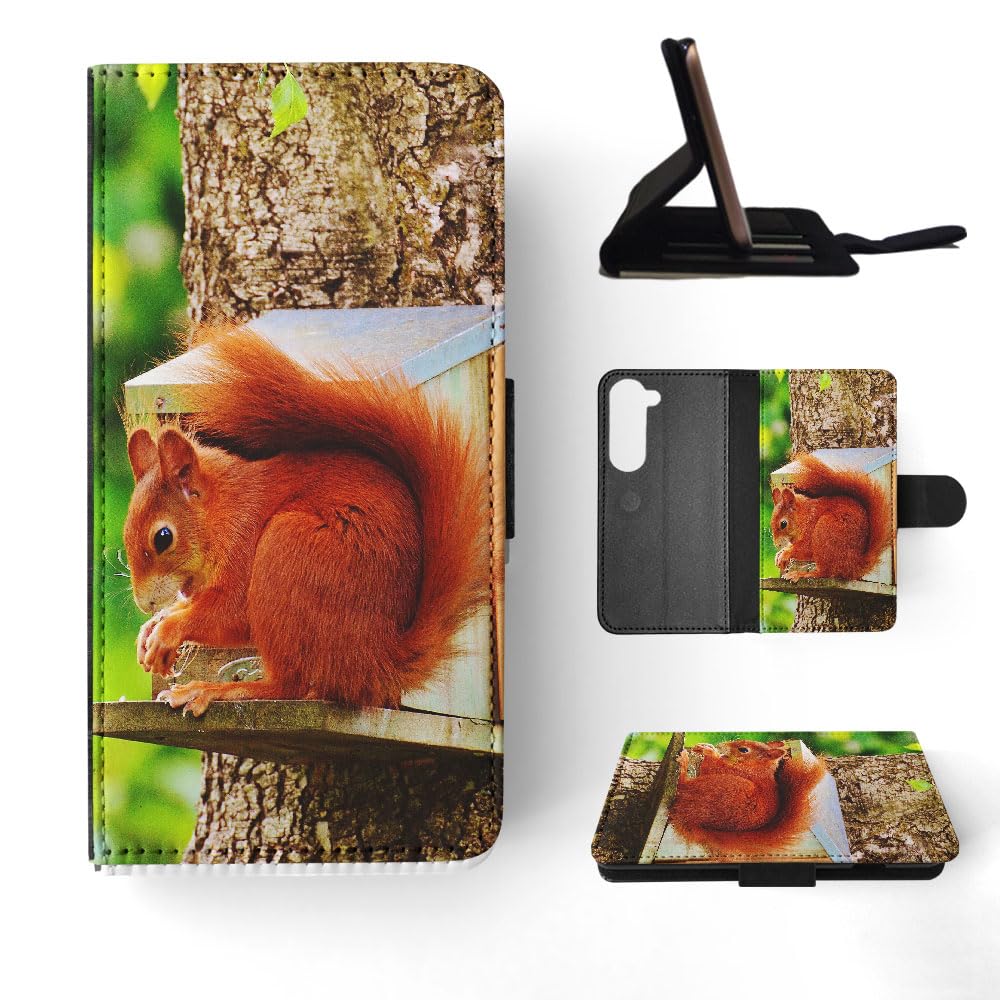 Cute Adorable Squirrel Flip Wallet Phone Case for Samsung Galaxy S23 - Stylish Animal Print Protective Cover with Card Slots | Perfect for Everyday Use, Travel & Outdoor Activities