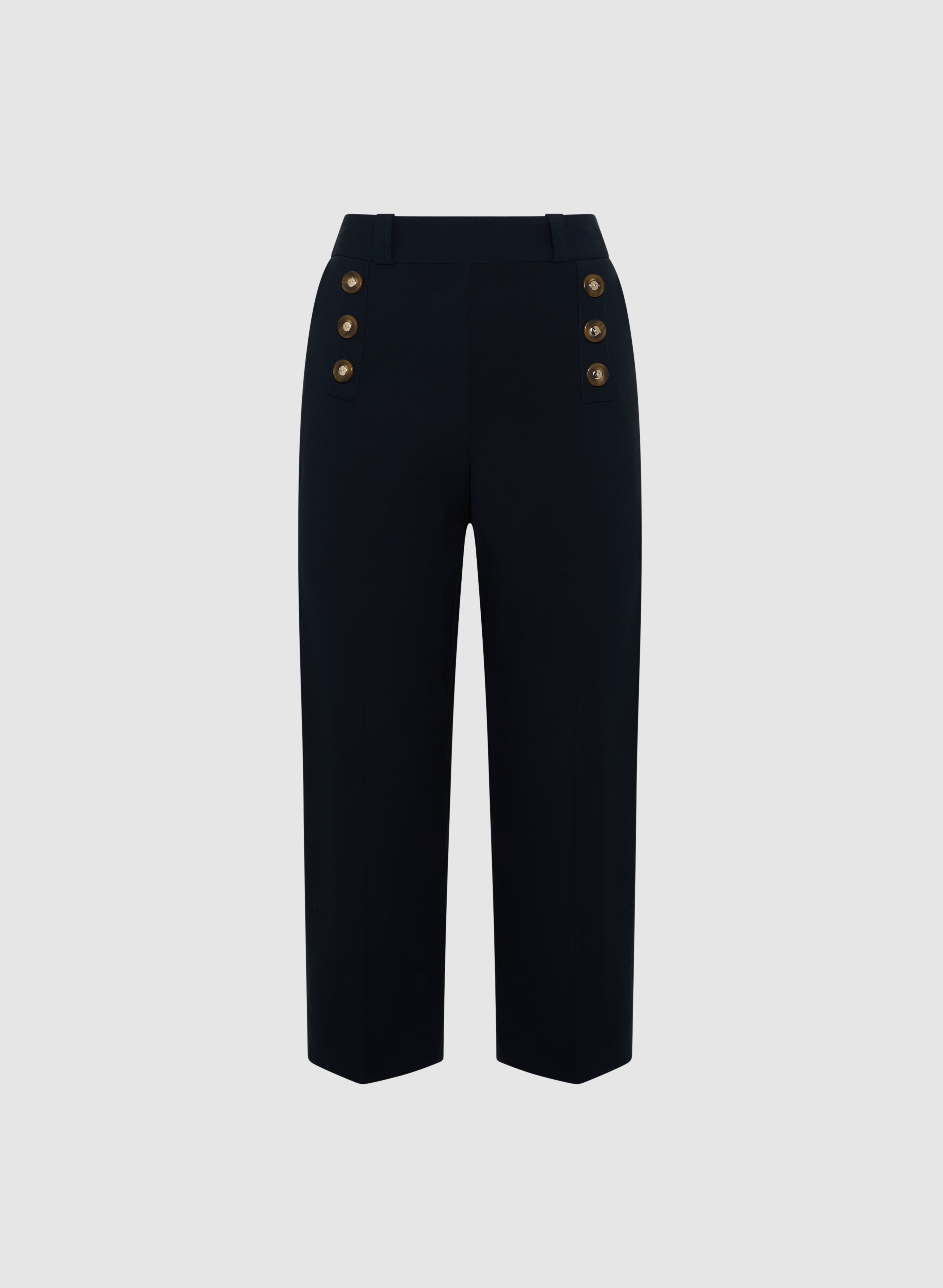 Stylish Button Detail Capris for Women - Trendy High Waisted Stretch Pants for Casual & Work Wear