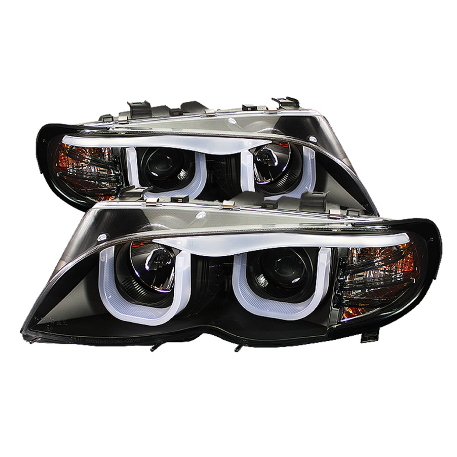 BMW E46 3-Series Projector Headlights - Black Halo for Night Driving