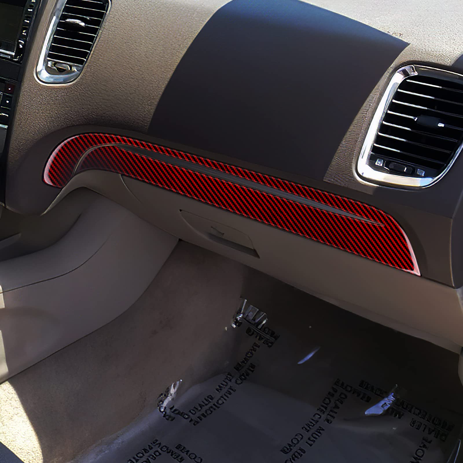 Carbon Fiber Dashboard Strip Cover for Dodge Durango 2011-2020 | Black & Red Interior Trim Sticker | Car Accessories for Enhanced Style & Protection | Perfect for Customizing Your SUV's Interior
