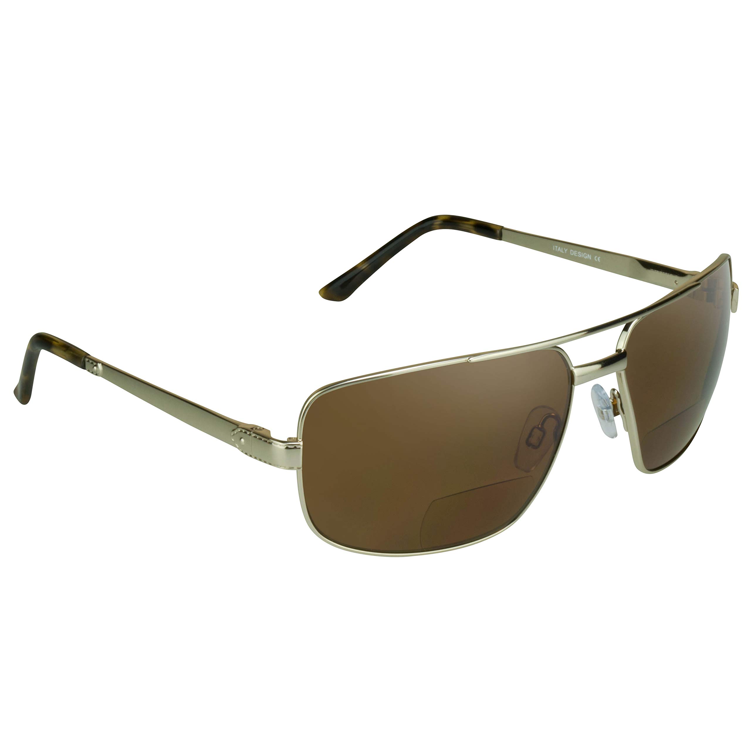 ProSPORT Square Aviator Polarized Bifocal Sunglasses for Men - Nearly Invisible Line Readers | UV Protection, Driving & Outdoor Activities