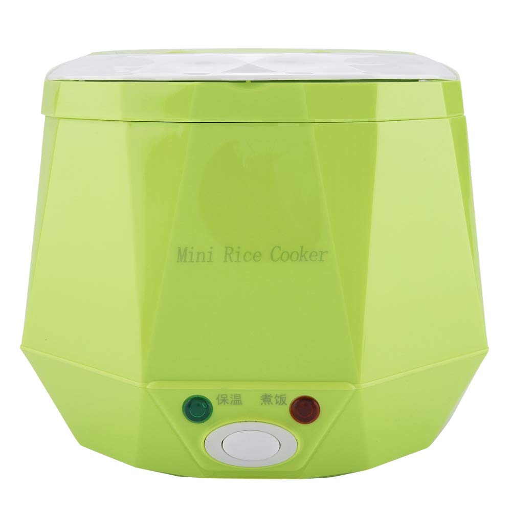 Portable 12V 100W Electric Rice Cooker & Food Steamer - 1.3L Compact Size (7.1x7.1x6.1 Inch) for Home, Car, Camping & Travel - Perfect for Road Trips, Dorm Rooms & Outdoor Adventures (Green)