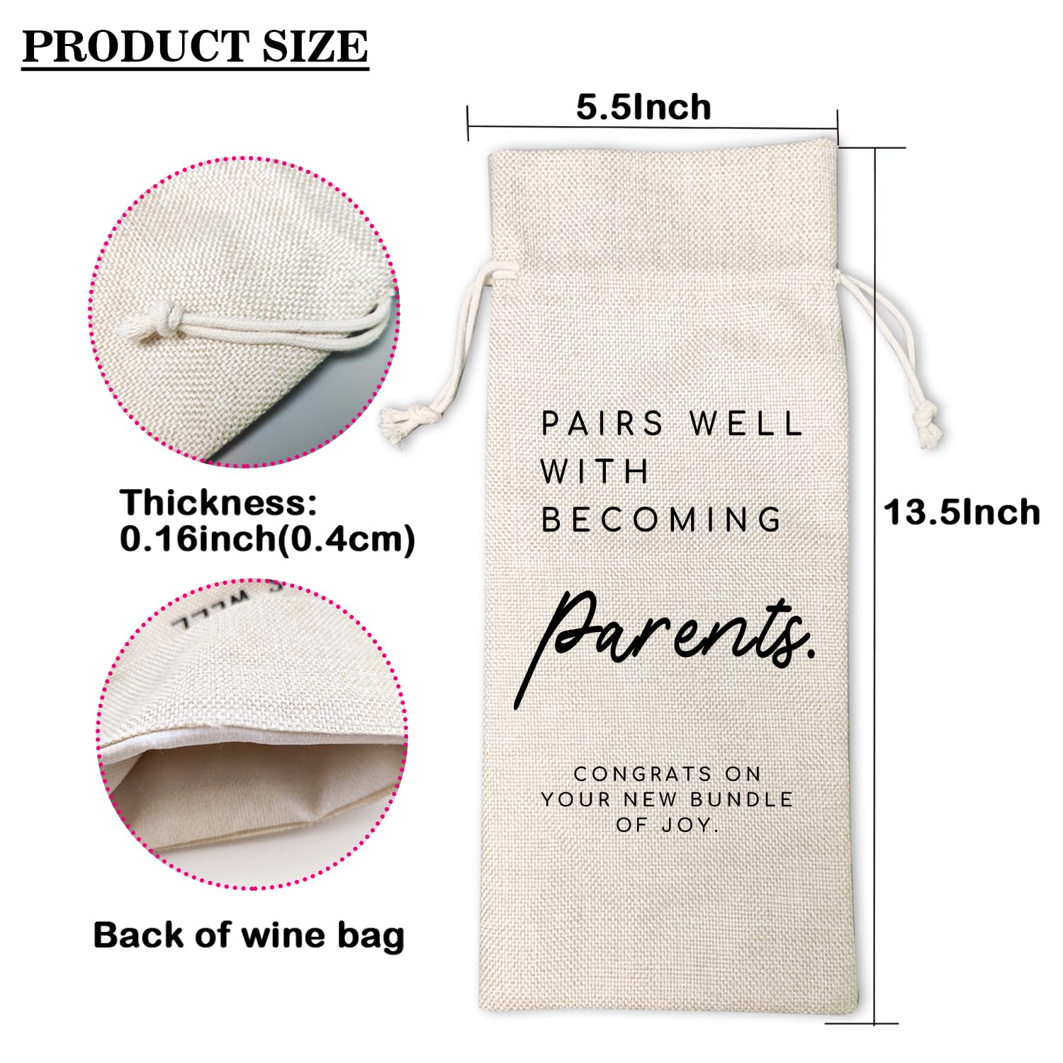 LANBAIHE Funny Pregnancy Announcement Wine Bag - Perfect Baby Shower Gift for New Parents - Ideal for Gender Reveals & Celebrations