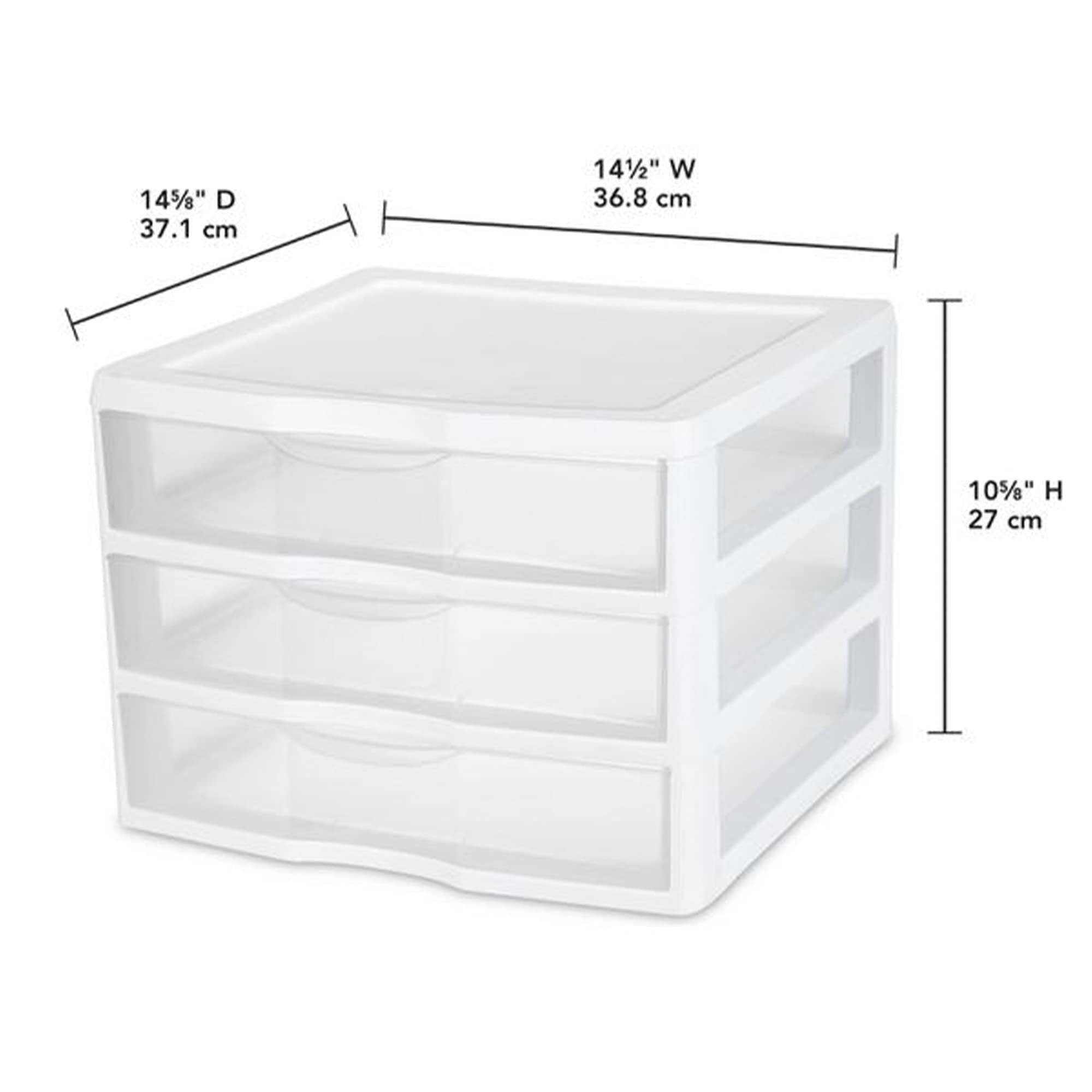 Sterilite 12-Pack 3 Drawer Desk Organizer for Office Supplies - White Plastic Storage Bins for Stationery, Pens & Small Items - Perfect for Home Office, School & Workspace Organization