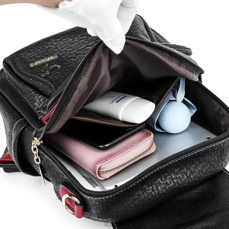 Stylish PU Leather Women's Backpack for Work, Travel & College - Waterproof Laptop Bag with USB Charging Port