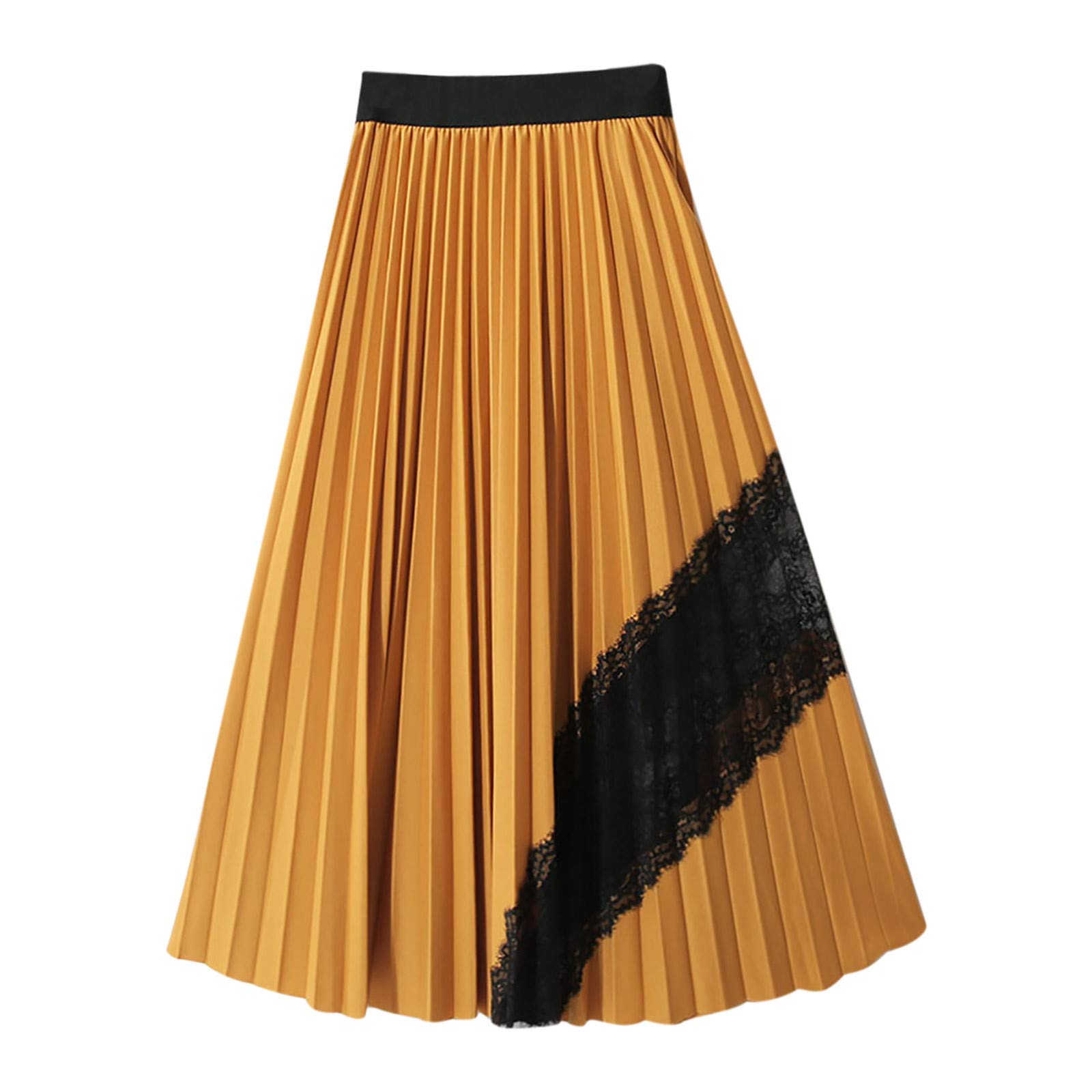 GTMANG Women's Above Knee Pencil Skirt - Petite Printed Elastic Waist with Pleated Hem - Office Work & Casual Wear