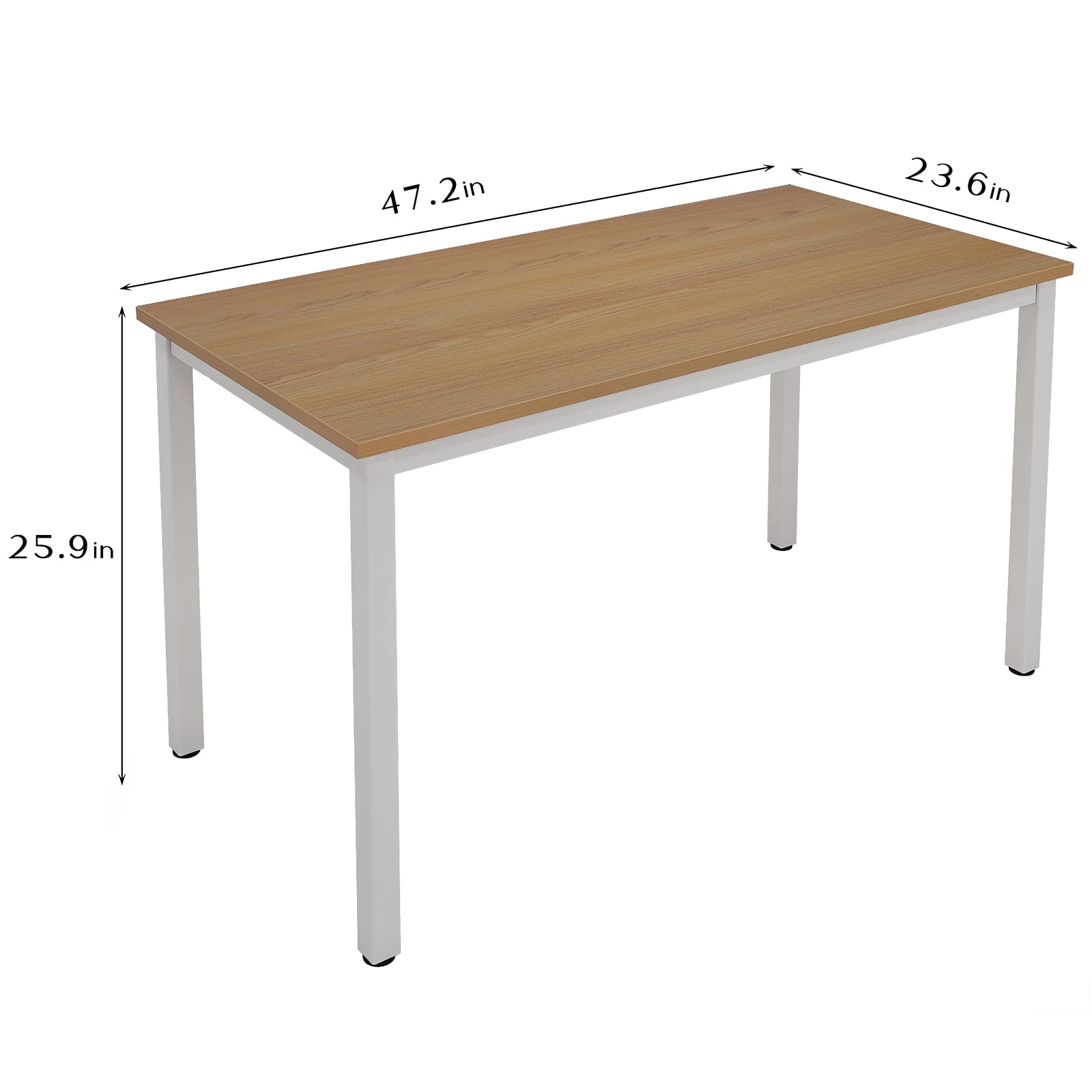 SogesPower 47.2 Inch Modern Computer Desk - Sturdy Study Table & Laptop Workstation for Home Office (Teak White) | Perfect for Remote Work, Online Classes & Gaming Setup