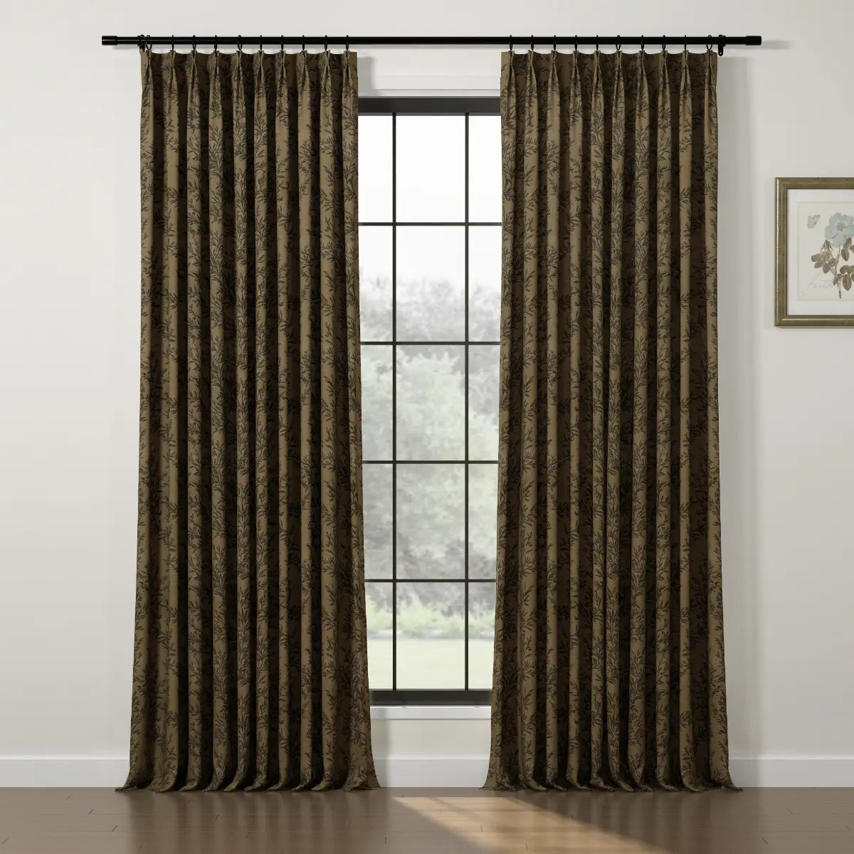 Elegant Sara Le Print Linen Drapery Pleated Curtains - Soft Textured Window Treatments for Living Room & Bedroom Decor