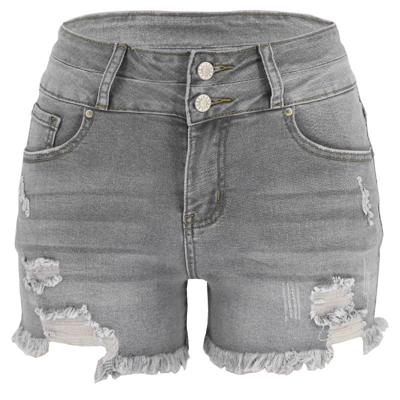 SMIDOW Women's Distressed Denim Shorts - Stretchy Cargo Shorts for Summer Workouts & Lounge Wear