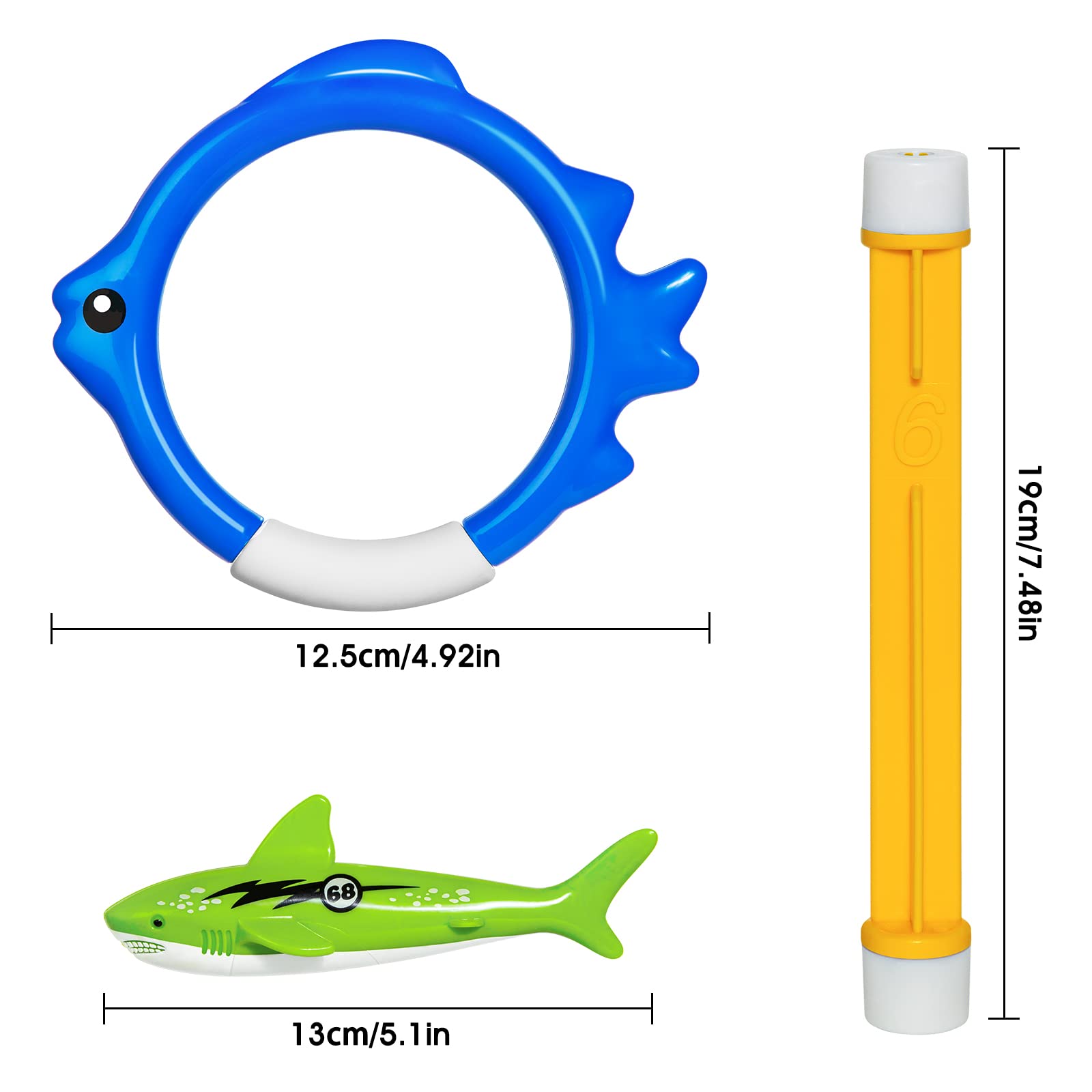14 Pcs Kids Pool Toys Set for Ages 4-8 - Diving Rings, Shark Torpedo Bandits & Swimming Training Toys | Fun Summer Water Games for Children's Swimming Lessons & Pool Parties
