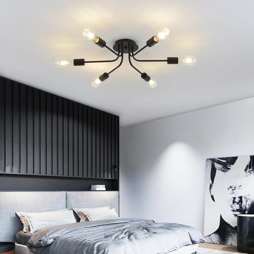 Modern Flush Mount Linear Chandelier - Sleek LED Lighting Fixture for Dining Room, Kitchen Island & Bedroom Ceiling | Dimmable Contemporary Pendant Light for Home Decor