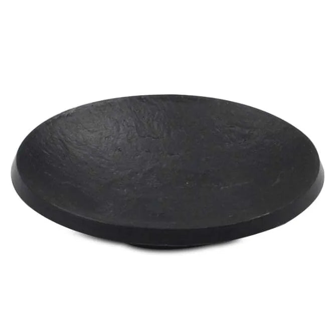 Comatec Faux Slate Round Dish - Elegant Stoneware Serving Platter for Appetizers, Cheese & Charcuterie | Perfect for Dinner Parties, Entertaining & Home Decor