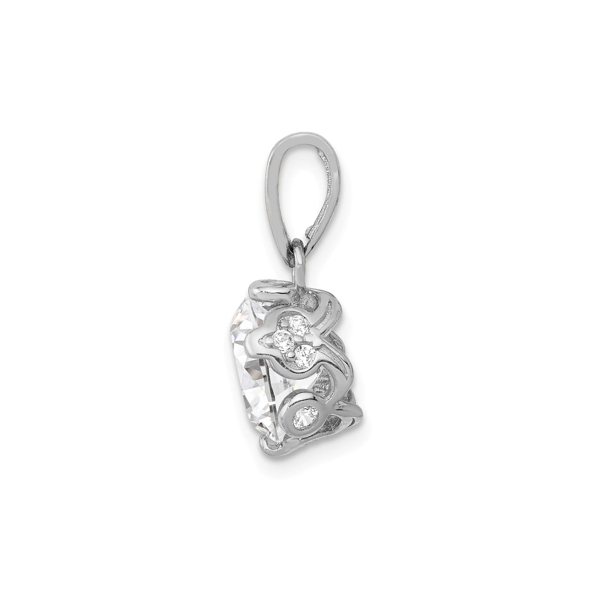 10K White Gold CZ Pendant Necklace - Elegant Tiara Collection Polished Cubic Zirconia Jewelry for Women - Perfect for Weddings, Anniversaries & Special Occasions