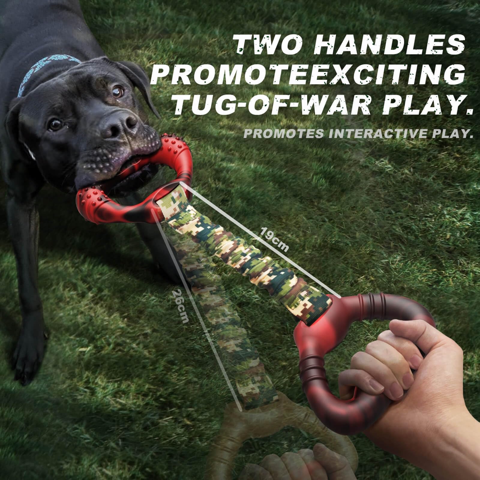 Durable Dog Tug Toy for Large Breeds - Heavy Duty Tug-of-War Rope Toy for Aggressive Chewers, Interactive Training Chew Toy with Elastic Rope - Perfect for Indoor Play, Outdoor Fetch & Puppy Training Sessions