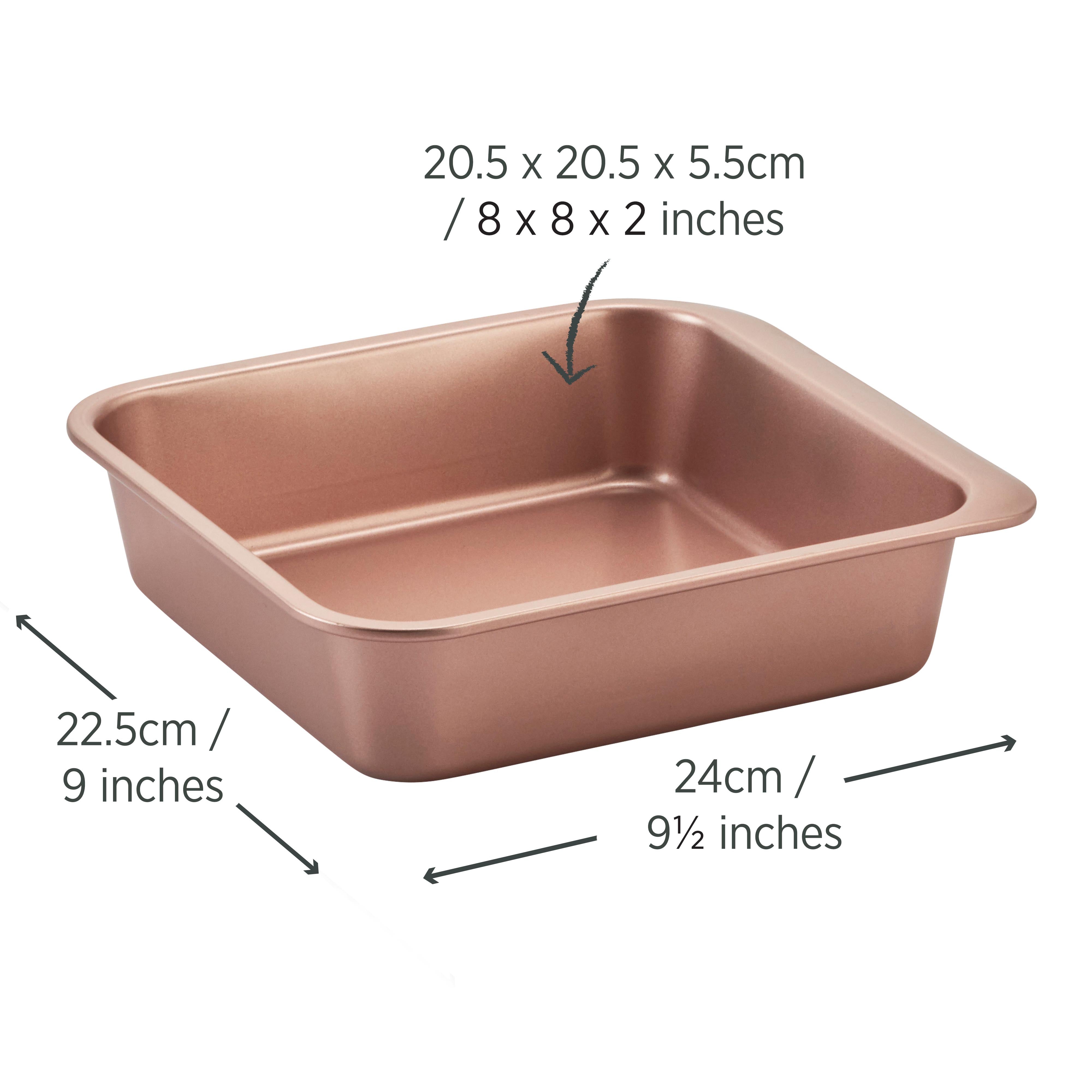 Rose Gold Smart Stack Square Cake Pan Set - Nonstick Baking Pans for Layer Cakes, Brownies & Bars - Perfect for Birthday, Wedding & Holiday Baking