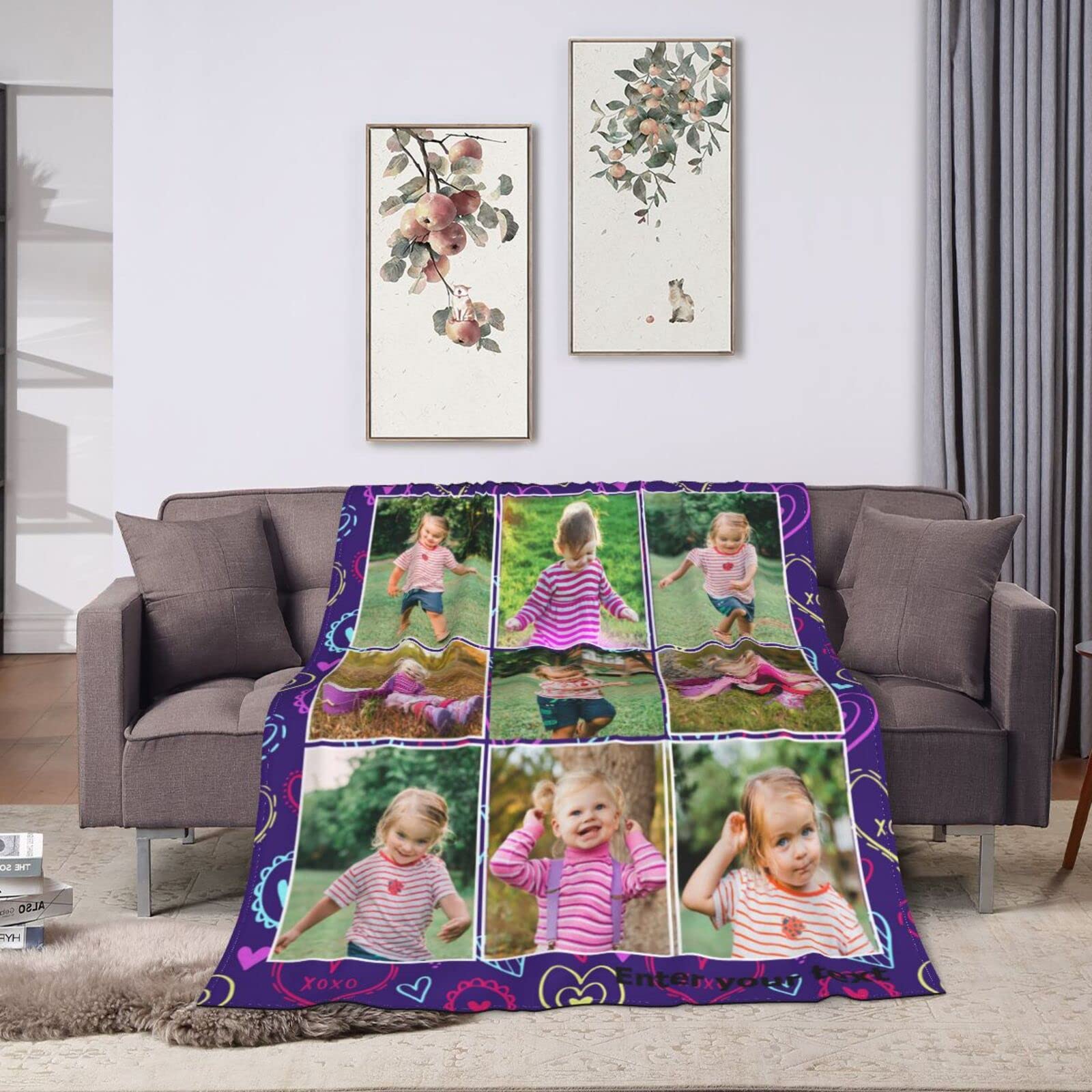 Personalized Photo Blanket - Custom Flannel Blanket with Picture & Text for Family, Couples, Kids | Perfect Gift for Birthday, Wedding, Anniversary | Great for Home Decor, Couch, Bed & Travel