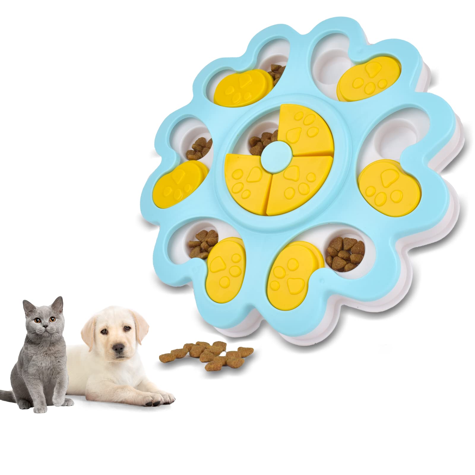 Interactive Dog Puzzle Toys for Smart Dogs - Treat Dispensing Mental Stimulation Feeder for Dogs & Cats - Enrichment Activity Toy to Prevent Boredom (Flower Shape) - Perfect for Indoor Play, Training & Anxiety Relief