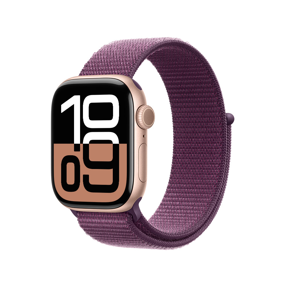 Apple Watch Series 10 GPS 42mm Rose Gold Aluminum Case with Plum Sport Band - Perfect for Fitness Tracking, Running & Everyday Wear