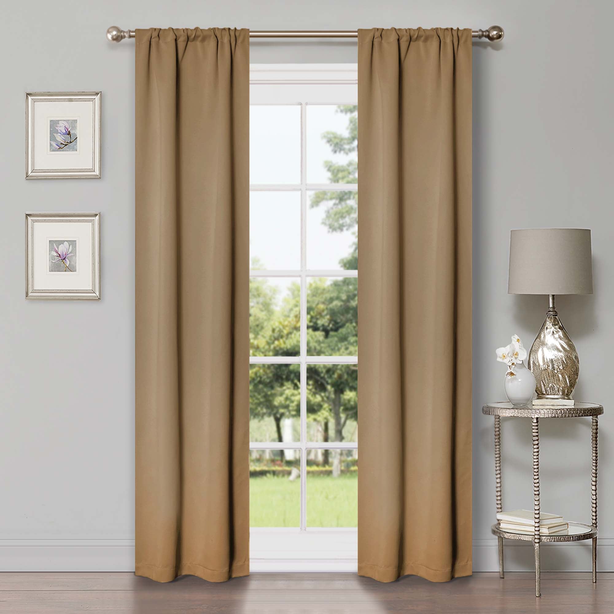 Blackout Curtains for Bedroom - Solid Classic Modern Rod Pocket Curtain Set, Thermal Insulated & Noise Reducing, Perfect for Home, Office, and Nursery (Black)