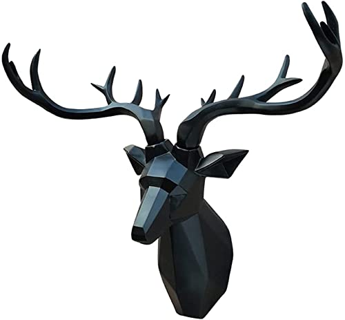 Realistic Deer Head Wall Mount - Stag Head Wall Decor, High-Quality Resin Simulation for Home, Office & Hotel - Black (54x45x21cm) - Perfect for Rustic, Farmhouse & Hunting Lodge Interior Design