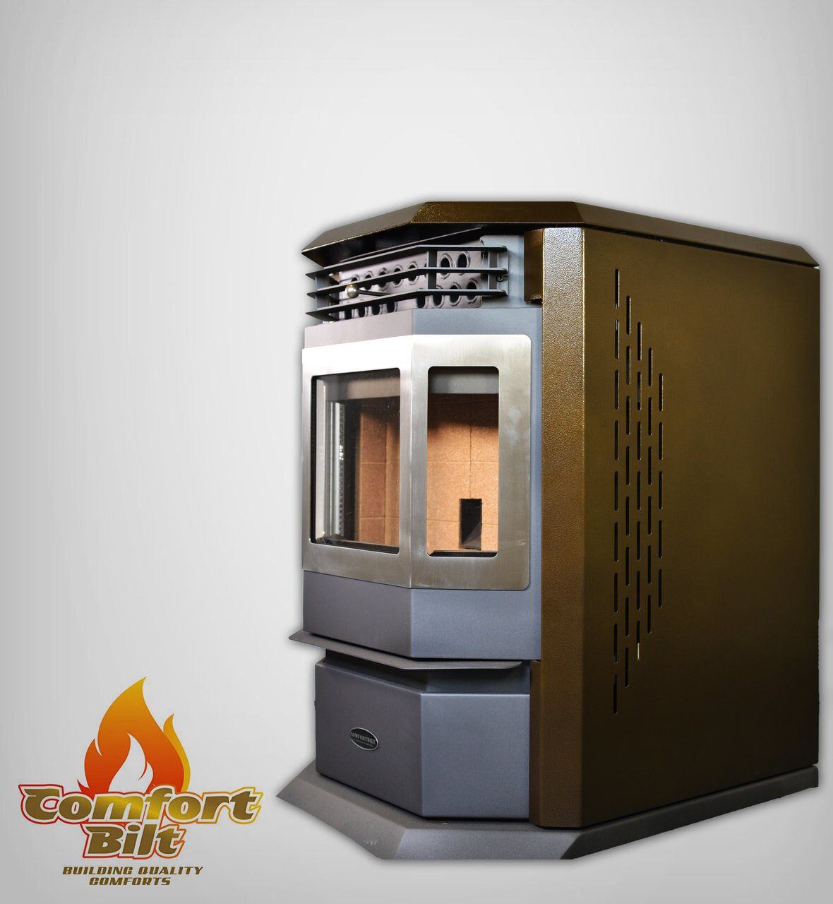 ComfortBilt HP22 SS Pellet Stove - Brown Stainless Steel Heating Stove for Home, Cabin & RV - Efficient Eco-Friendly Wood Pellet Burner for Indoor & Outdoor Use
