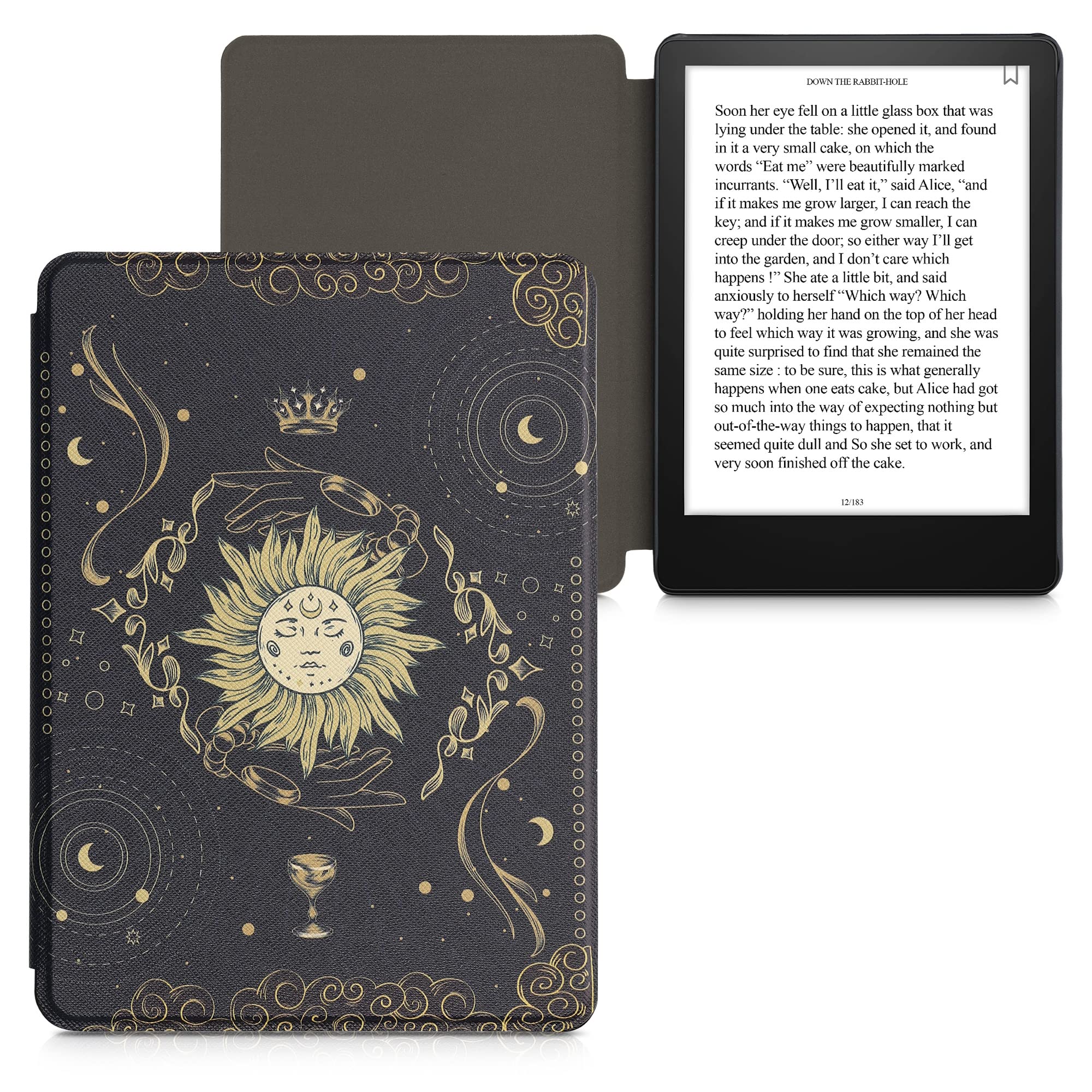 KWmobile Premium PU Leather Case for Kindle Paperwhite 11th Generation (2021) - Slim Magnetic Cover with Card Slot | Auto Wake/Sleep | Lightweight & Durable | Dark Blue/Yellow/Black | Perfect Gift for Book Lovers | Protective Kindle Cover for Home, Office, Travel & Daily Use | Ideal for Reading in Bed, Coffee Shops, Airplanes & Commuting | Great for Students, Travelers & Book Enthusiasts