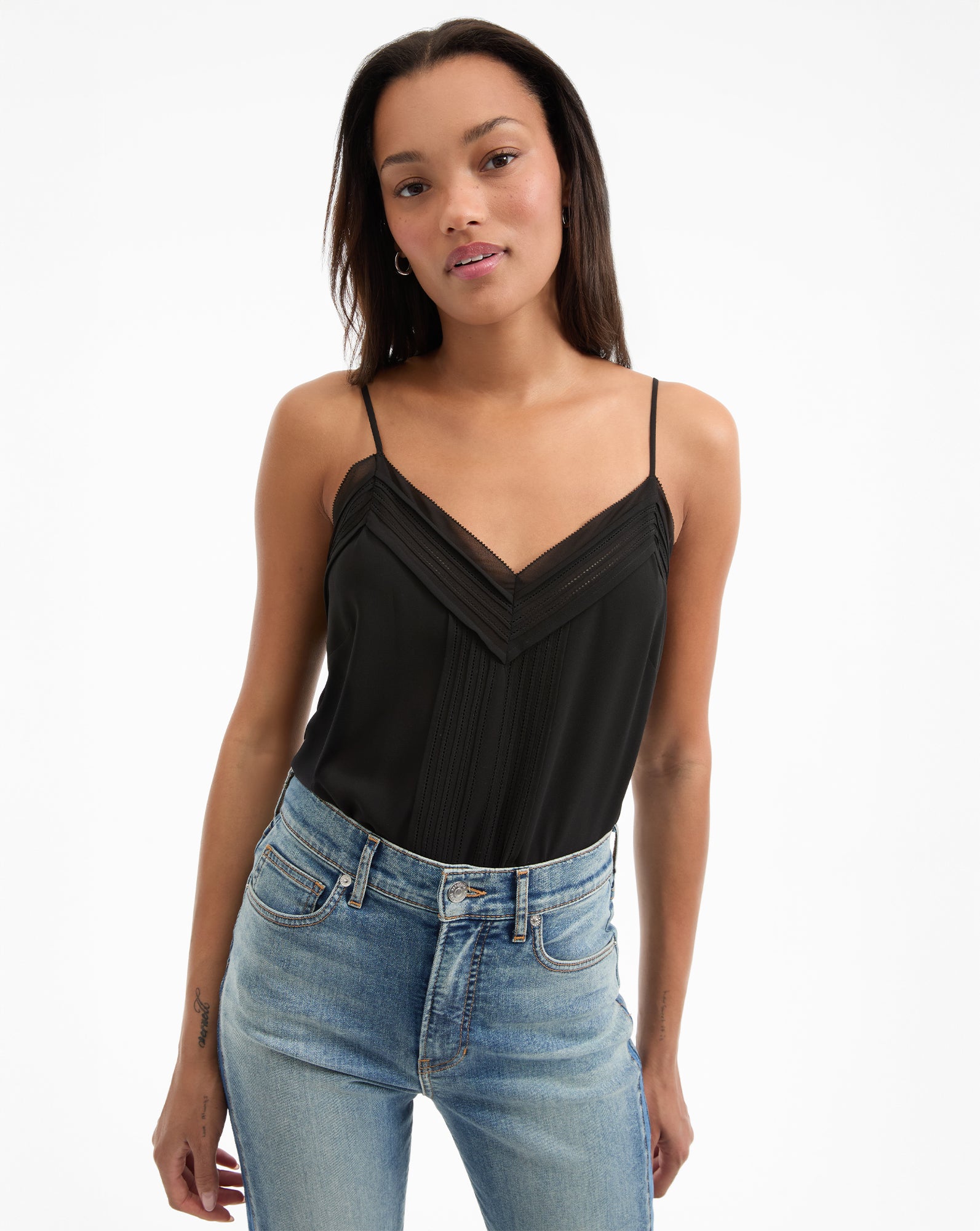 Maray Pintuck Camisole Top for Women - Soft Stretch Sleeveless Tank Blouse - Perfect for Layering, Office Wear & Summer Outfits