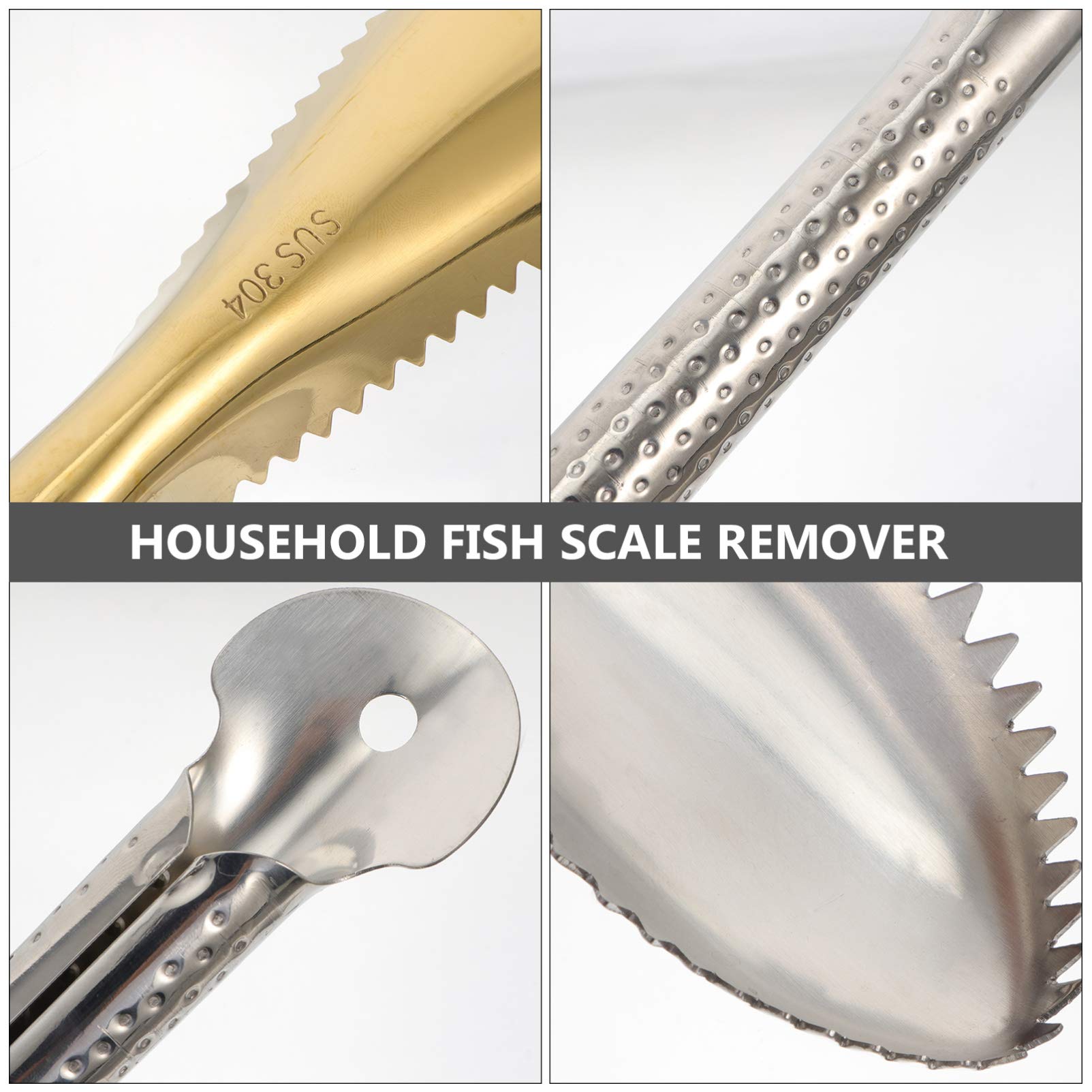2Pcs Fish Scale Scraper - Stainless Steel Fish Descaler Tool for Kitchen, Ceramic Tile & Home Use - Easy Fish Cleaning Gadget for Freshwater & Saltwater Fish