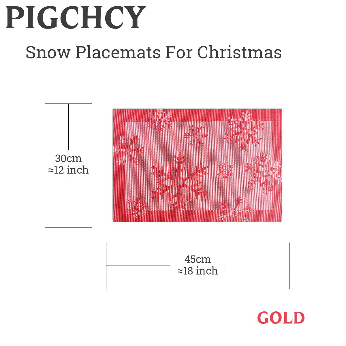 PIGCHCY Christmas Snowflake Woven Placemats Set of 4 - Heat Resistant, Washable & Easy Clean Table Mats for Dining Room Decor (Red) - Perfect for Holiday Parties, Family Gatherings & Festive Home Decor