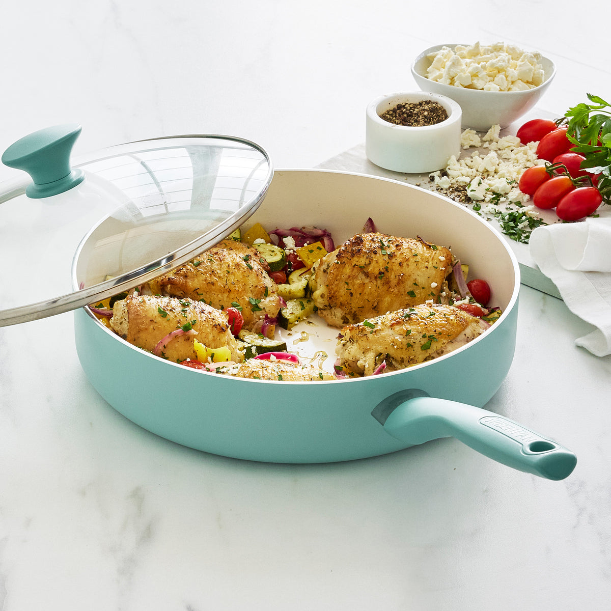 Rio Ceramic Nonstick 10-Piece Cookware Set - Turquoise Blue | Non-Toxic PFOA-Free Pots & Pans for Healthy Cooking | Perfect for Frying, Boiling & Sauteing in Modern Kitchens