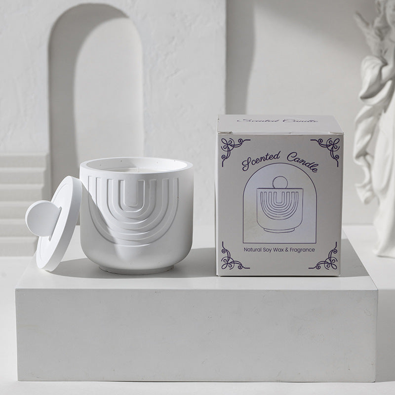 White Peach Cedar Scented Soy Wax Candle in Ceramic Jar - Aromatherapy Candle for Relaxation, Meditation & Home Decor