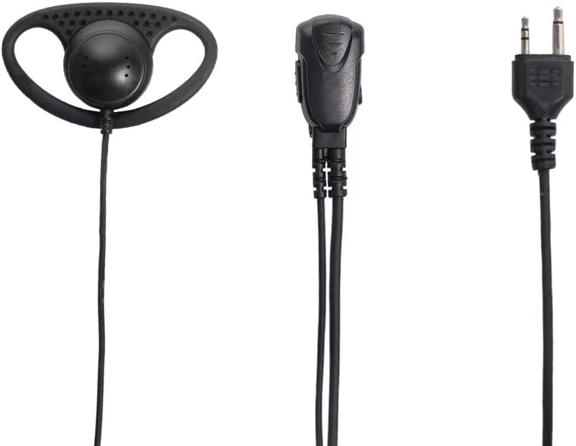 Midland Walkie Talkie Headset - D-Shape Earpiece with PTT Mic for GXT1000VP4, LXT500VP3, GXT1050VP4, GXT1000XB Two-Way Radios (2-Pin Connector) - Perfect for Construction, Security & Outdoor Adventures
