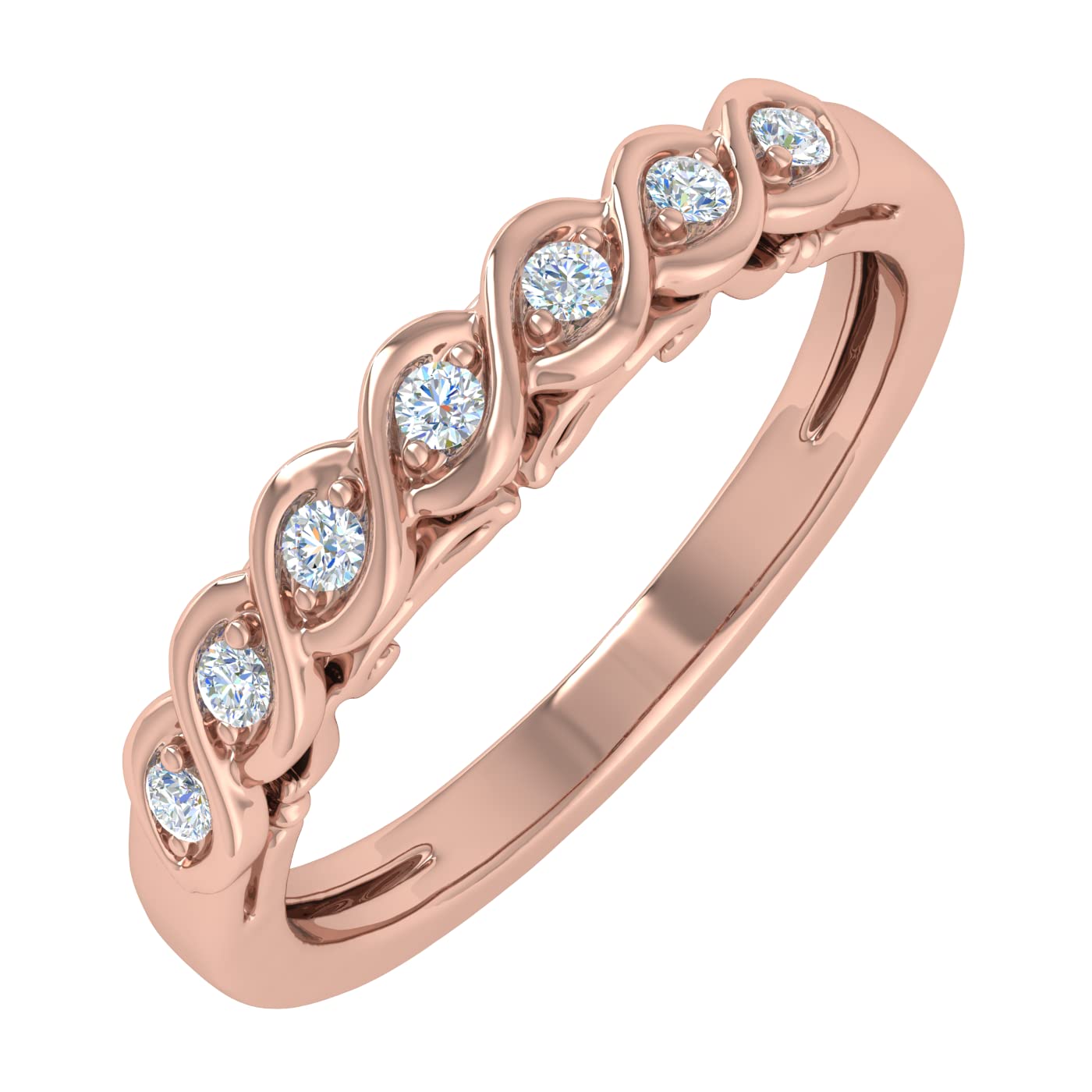 10K Gold Twisted Rope Diamond Wedding Band Ring (0.13 cttw IGI Certified) - Elegant Bridal Jewelry for Engagement, Anniversary & Special Occasions