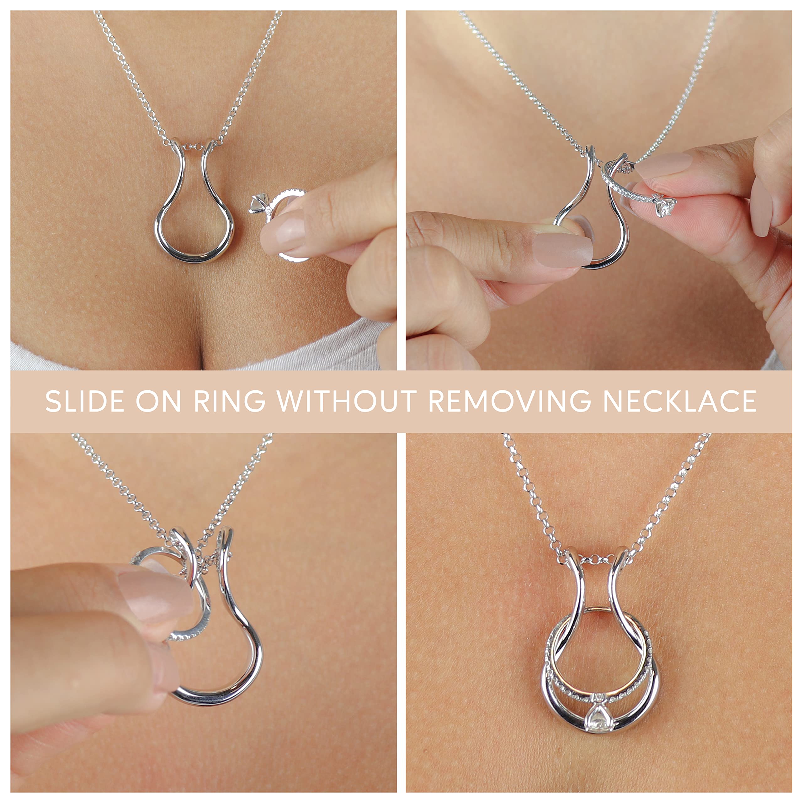 Sterling Silver Ring Holder Necklace for Women & Men - Wedding Ring Keeper Jewelry for Nurses, Doctors & Professionals - Elegant Ring Necklace for Everyday Wear, Work & Special Occasions
