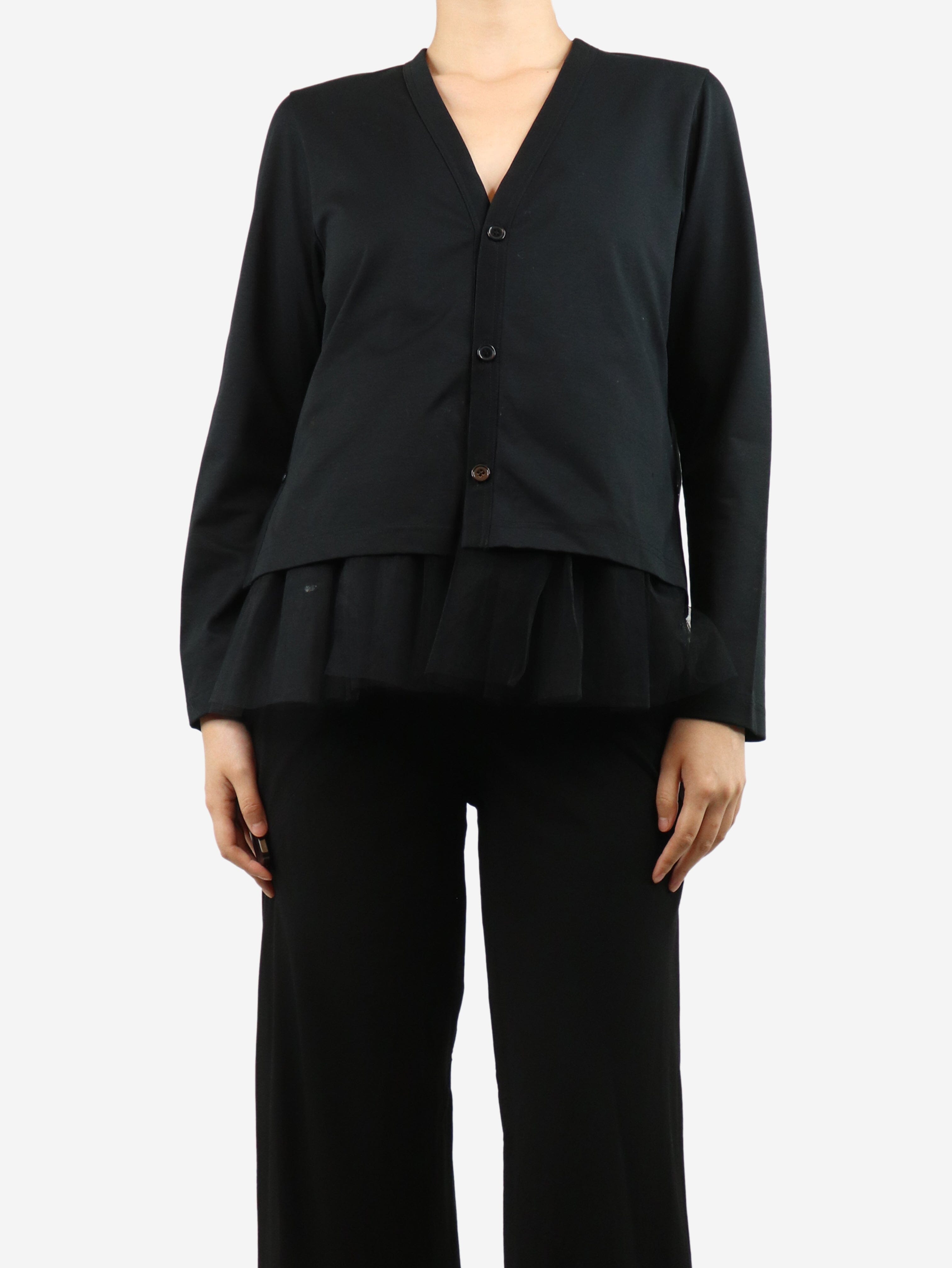 Black Tulle Peplum Top for Women - Size S | Elegant Blouse for Parties, Dates & Special Occasions