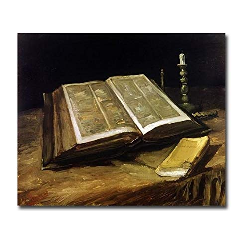 Vincent Van Gogh The Bible Still Life Gallery Wrapped Canvas Giclee Art Print - 18x22 Inch Ready to Hang Wall Decor for Living Room, Bedroom & Office - Famous Religious Painting Reproduction