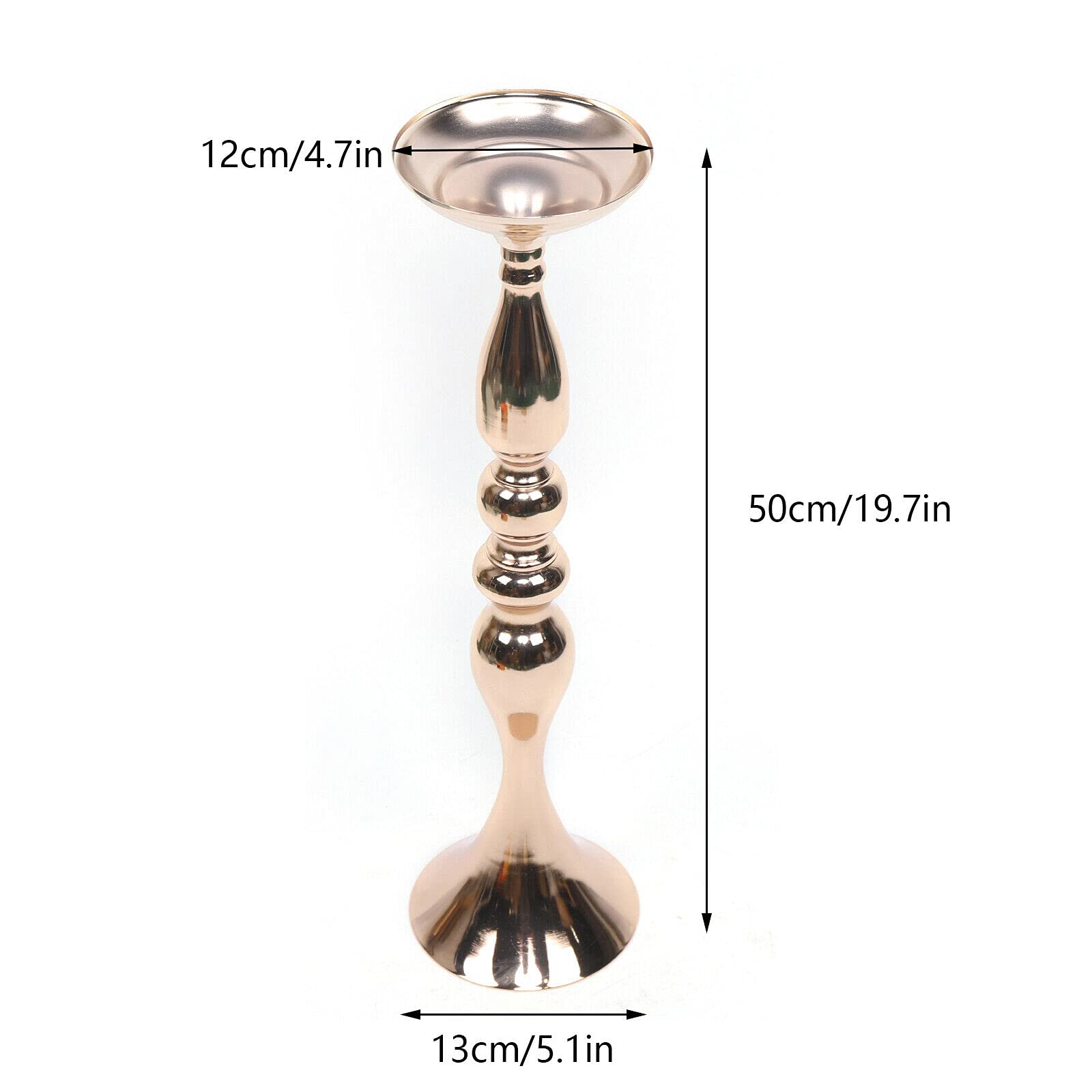 10Pcs Gold Candlestick Holders 20 Inch Tall - Elegant Wedding Candle Holders, Metal Centerpiece for Wedding, Birthday, Party, Restaurant & Hotel Table Decor - Perfect for Floral Arrangements and Romantic Ambiance