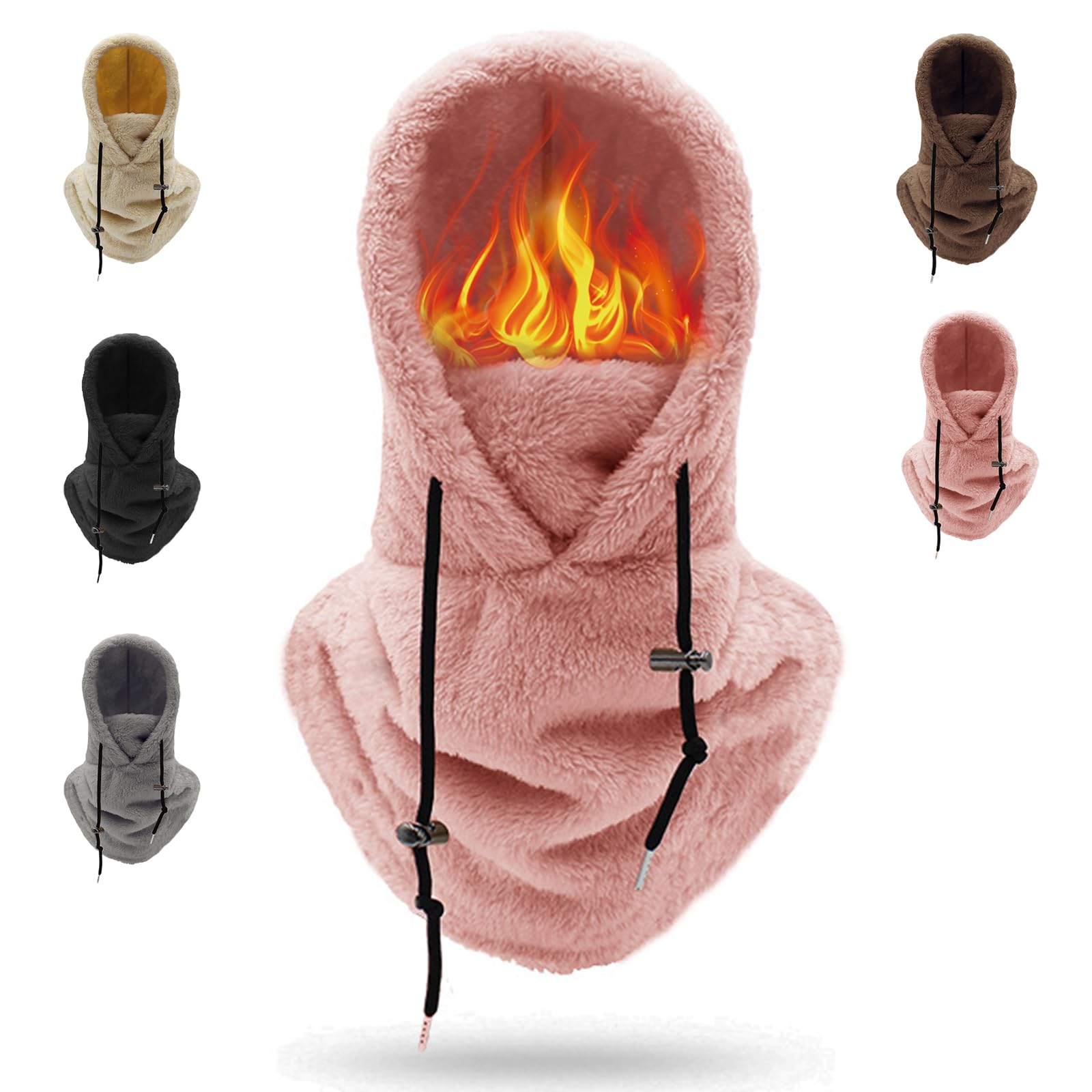 Sherpa Hood Ski Mask - Windproof Winter Balaclava for Cold Weather, Adjustable Helmet-Compatible Ski Hood Hat & Scarf - Perfect for Skiing, Snowboarding & Outdoor Winter Activities