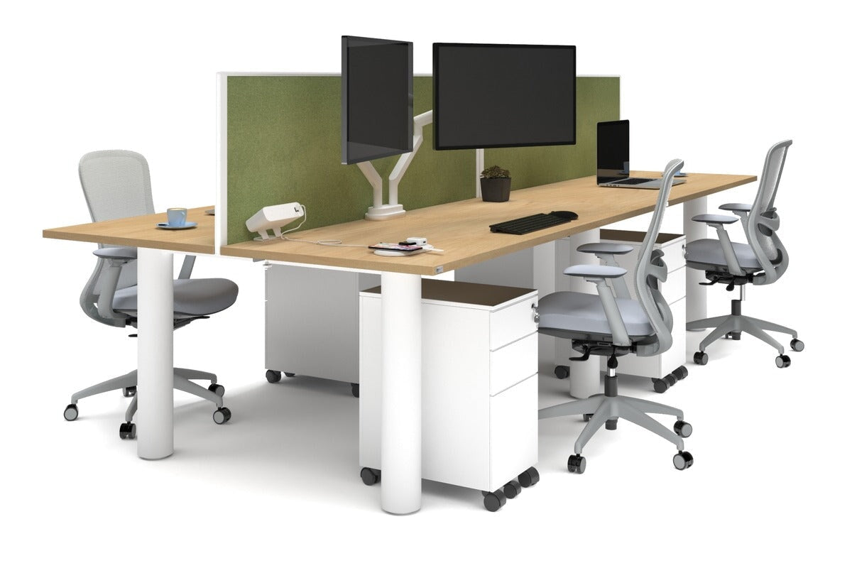 Quadro Cylinder Leg 4-Person Office Workstation Desk - 1800L x 700W Dimensions - Perfect for Collaborative Workspaces & Modern Offices