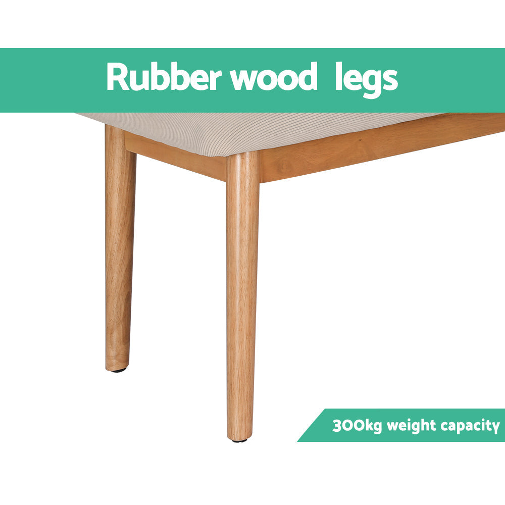 Artiss 106cm Oak Upholstered Dining Bench with Cushion - Sturdy Wooden Kitchen Stool & Chair for Dining Room, Breakfast Nook, and Entryway Seating