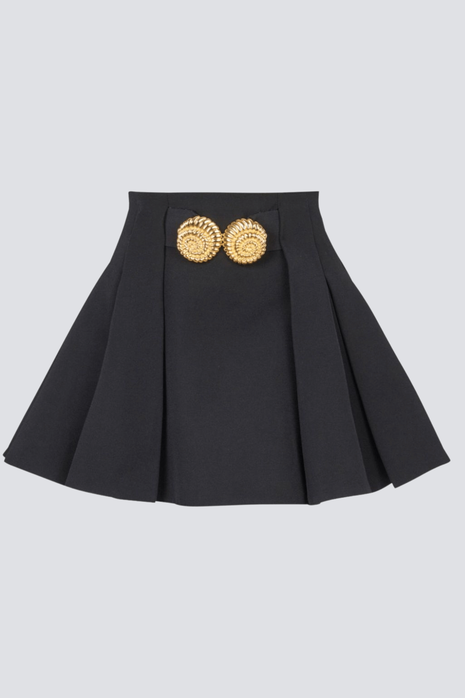 Stylish Asina Gold Buttoned Mini Skirt in Black - Perfect for Party, Night Out & Casual Wear
